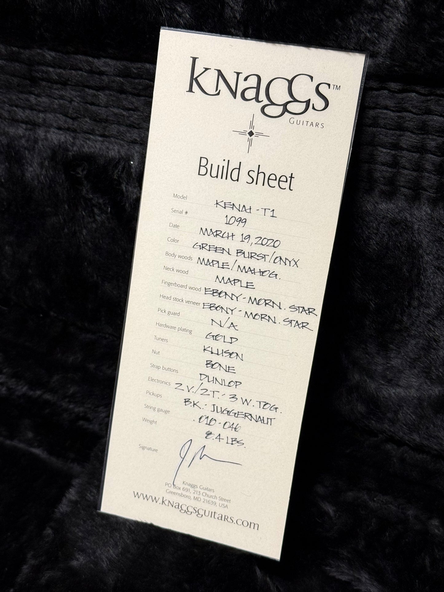 Knaggs Kenai T1 | Greenburst Onyx