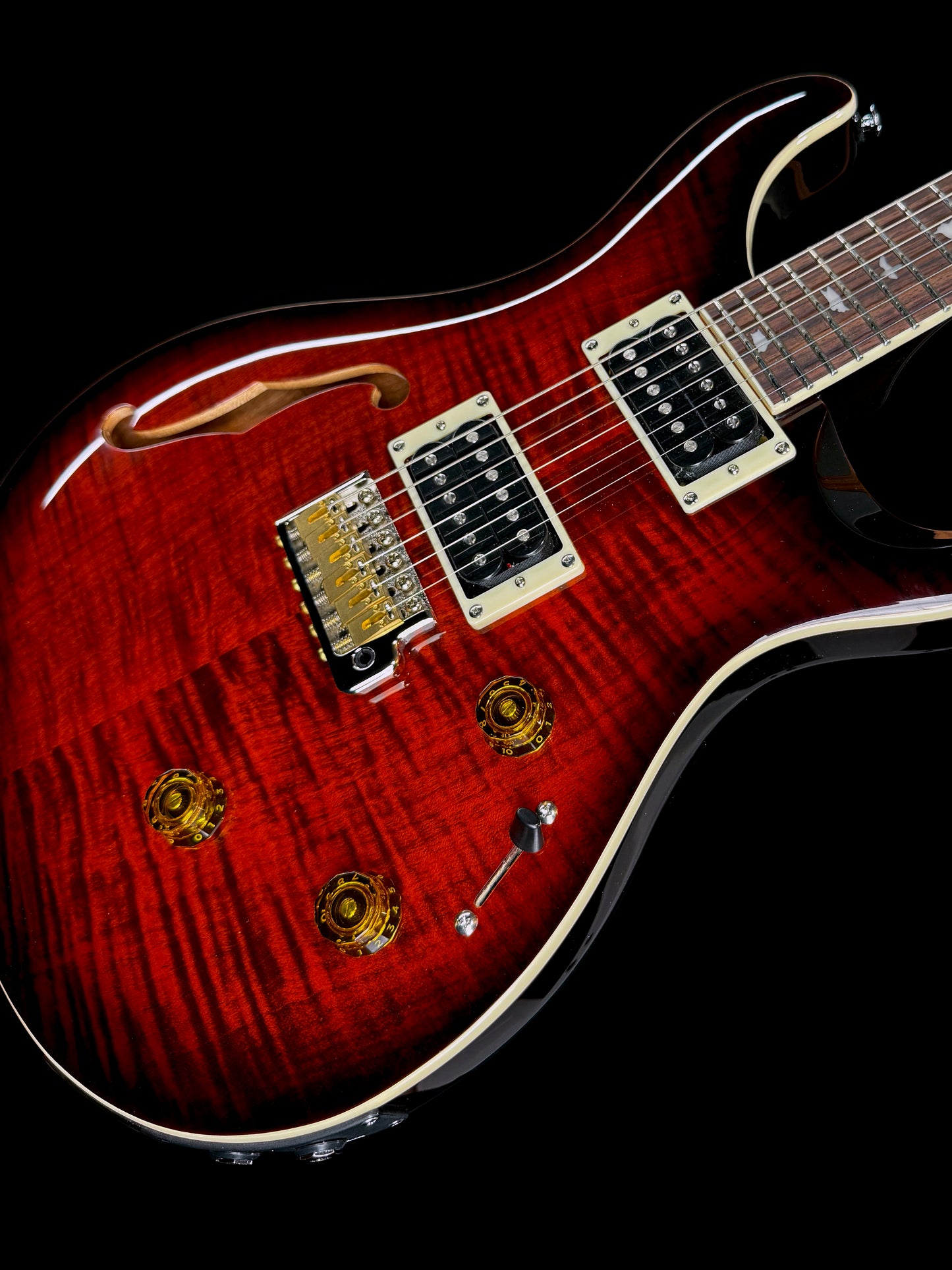 PRS SE Custom 24 Semi-Hollow Piezo | Orange Tiger Smokeburst
