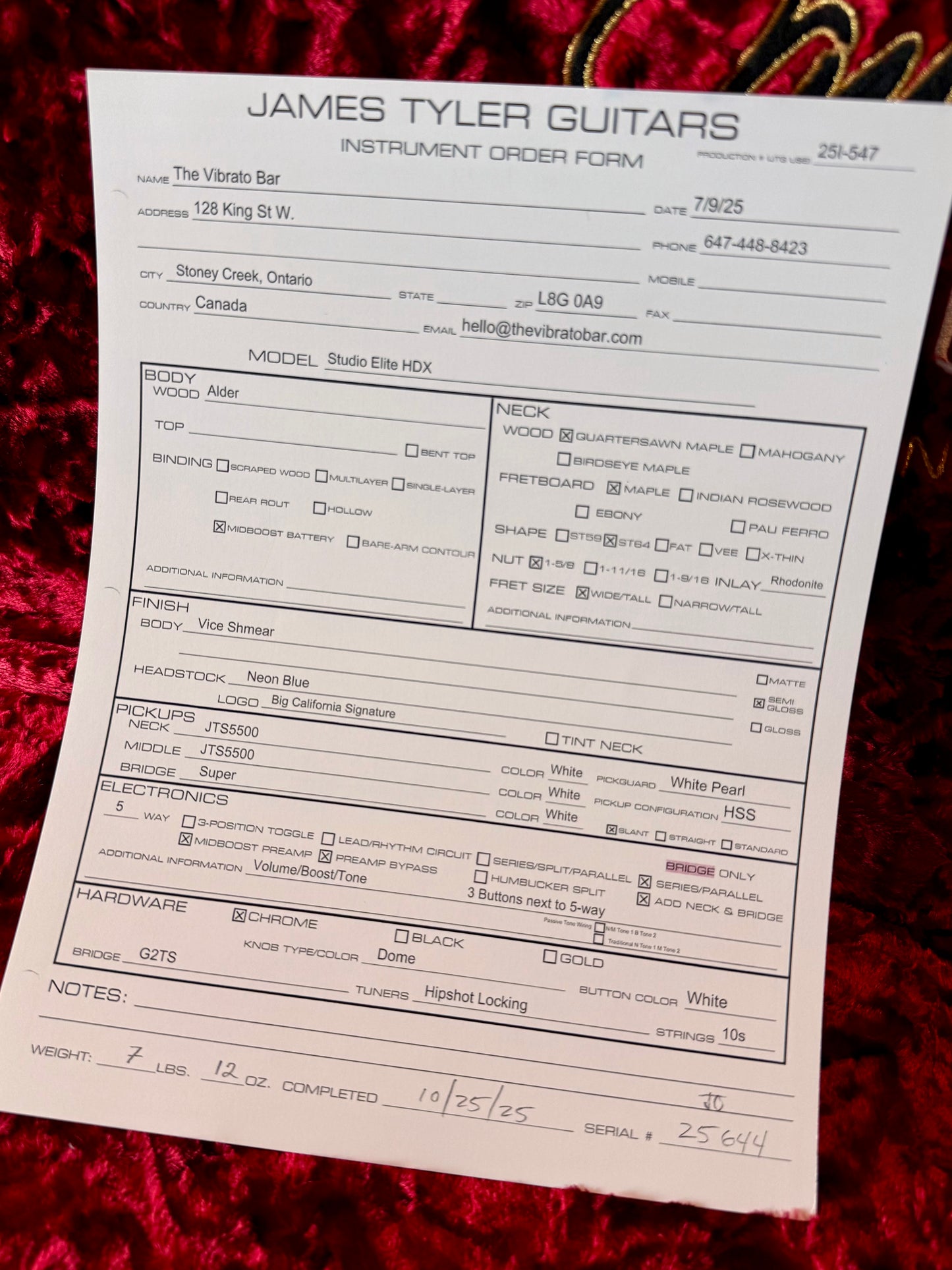 James Tyler Guitars Studio Elite HDX | Vice Shmear