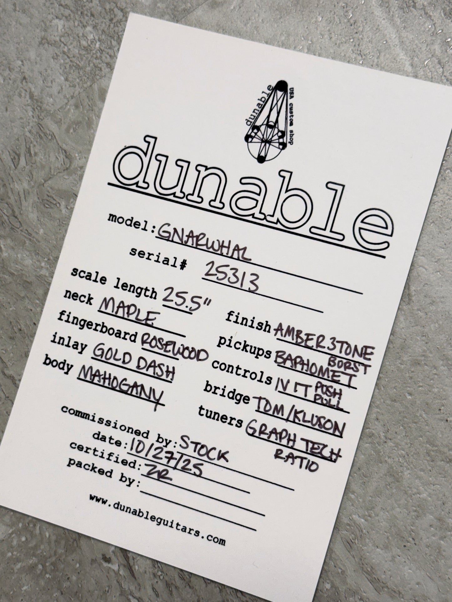 Dunable Gnarwhal USA Custom Shop | Amber 3-Tone Burst