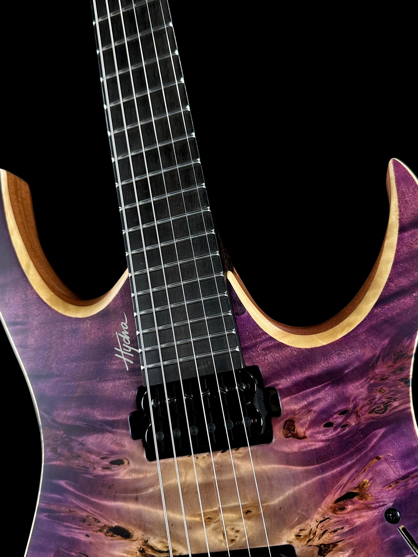 Mayones Hydra Elite 6 | Trans Natural Fade Purple Burst Out Satin