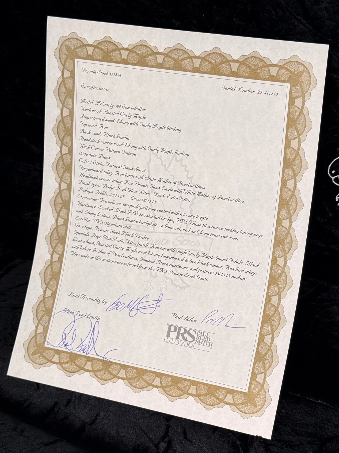 PRS Private Stock McCarty 594 Semi-Hollow | Koa Natural Smokeburst