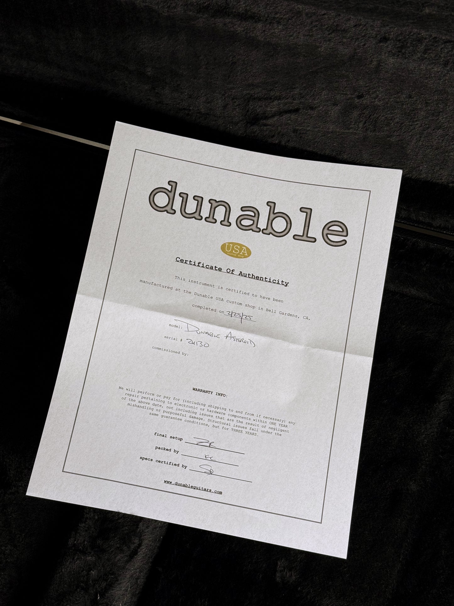 Dunable Asteroid USA Custom Shop | Satin Black