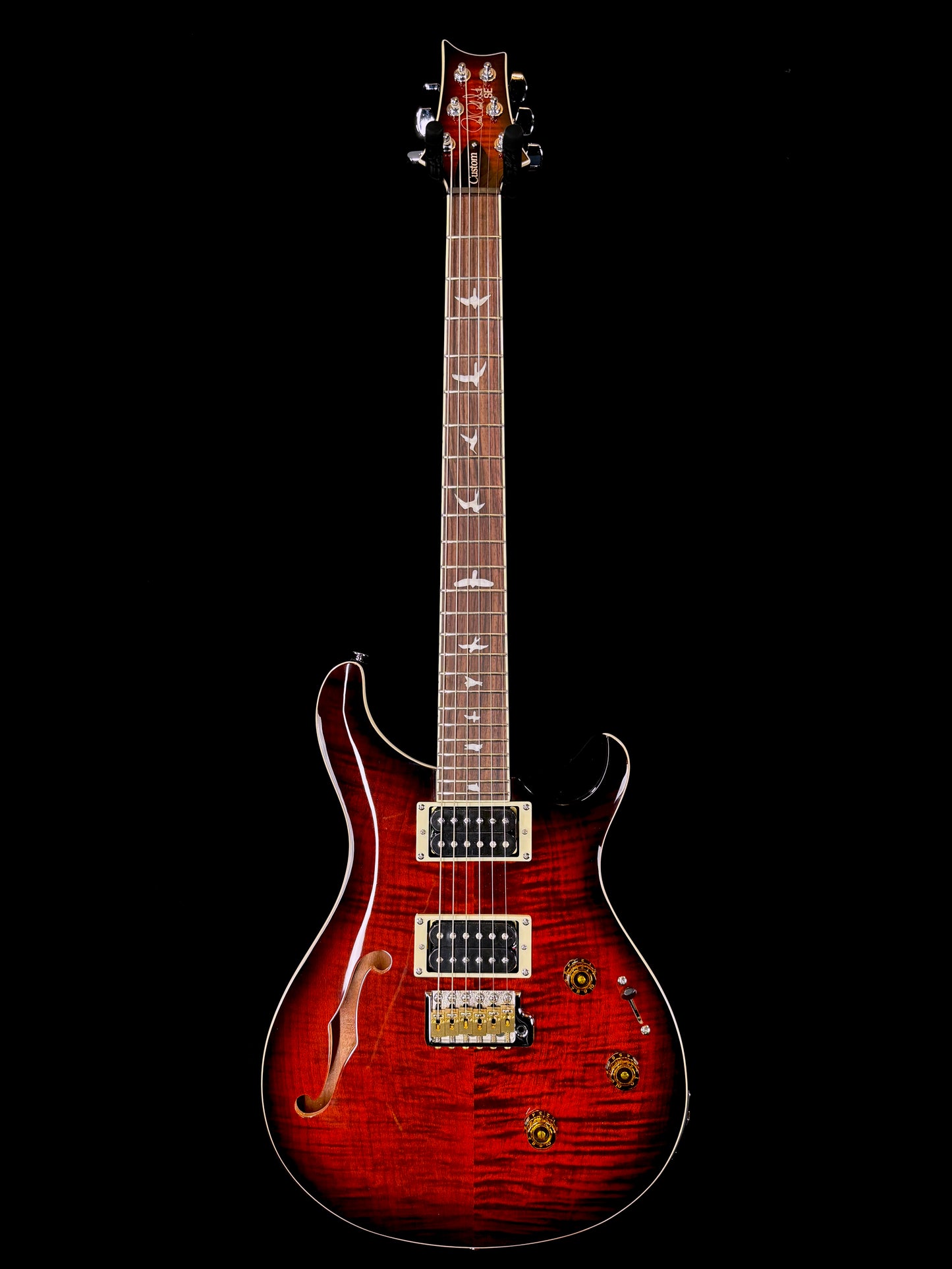 PRS SE Custom 24 Semi-Hollow Piezo | Orange Tiger Smokeburst