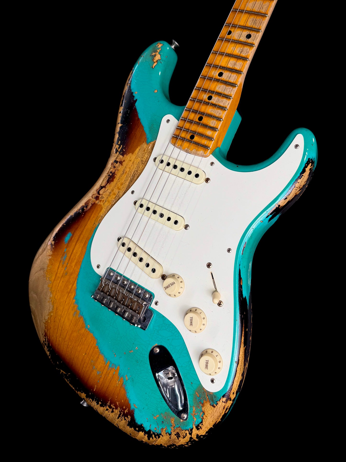 Fender Custom Shop NAMM 2018 LTD 57 Stratocaster Heavy Relic | Transparent Tahitian Turquoise Over Two-Tone Sunburst