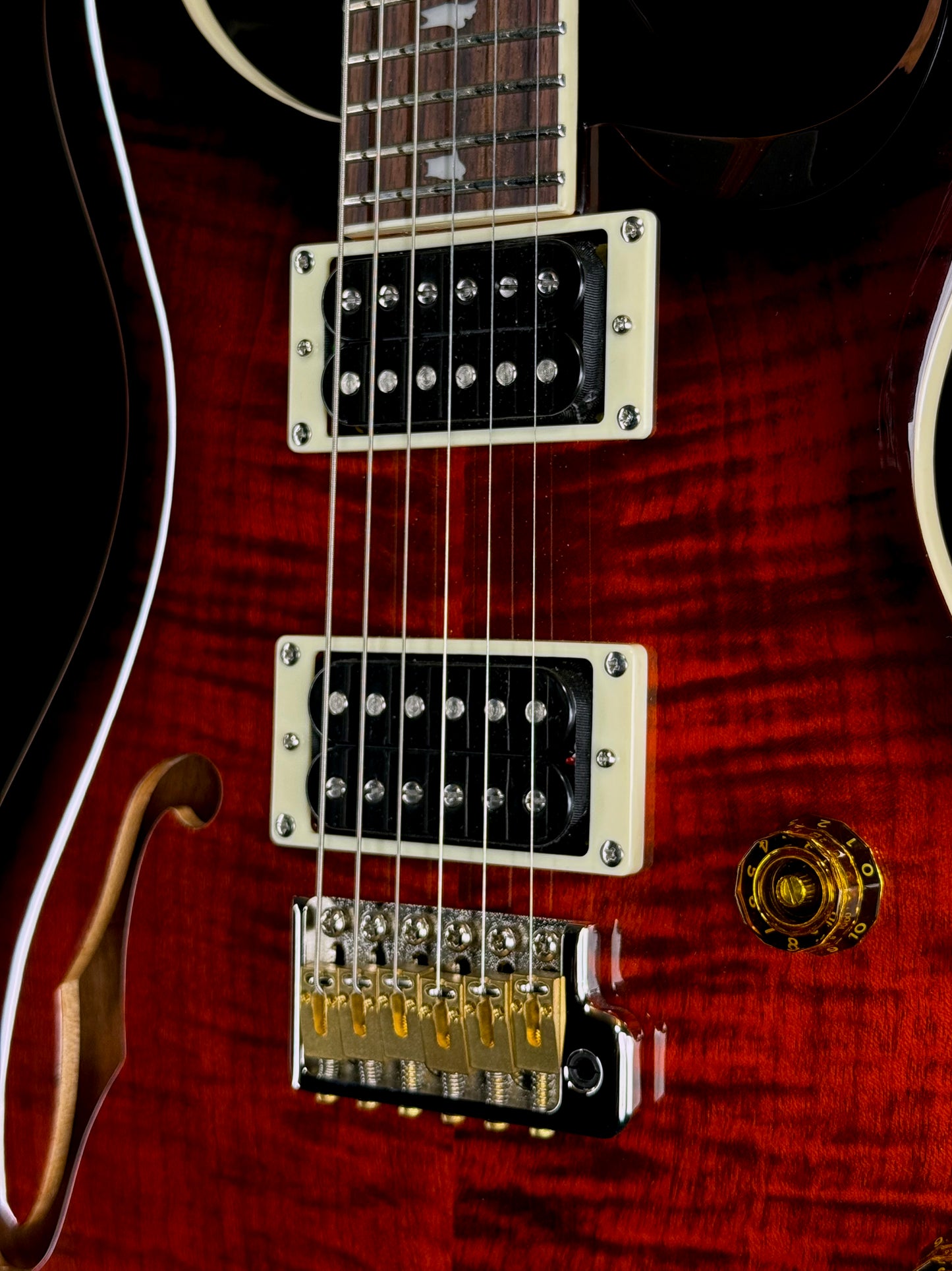 PRS SE Custom 24 Semi-Hollow Piezo | Orange Tiger Smokeburst