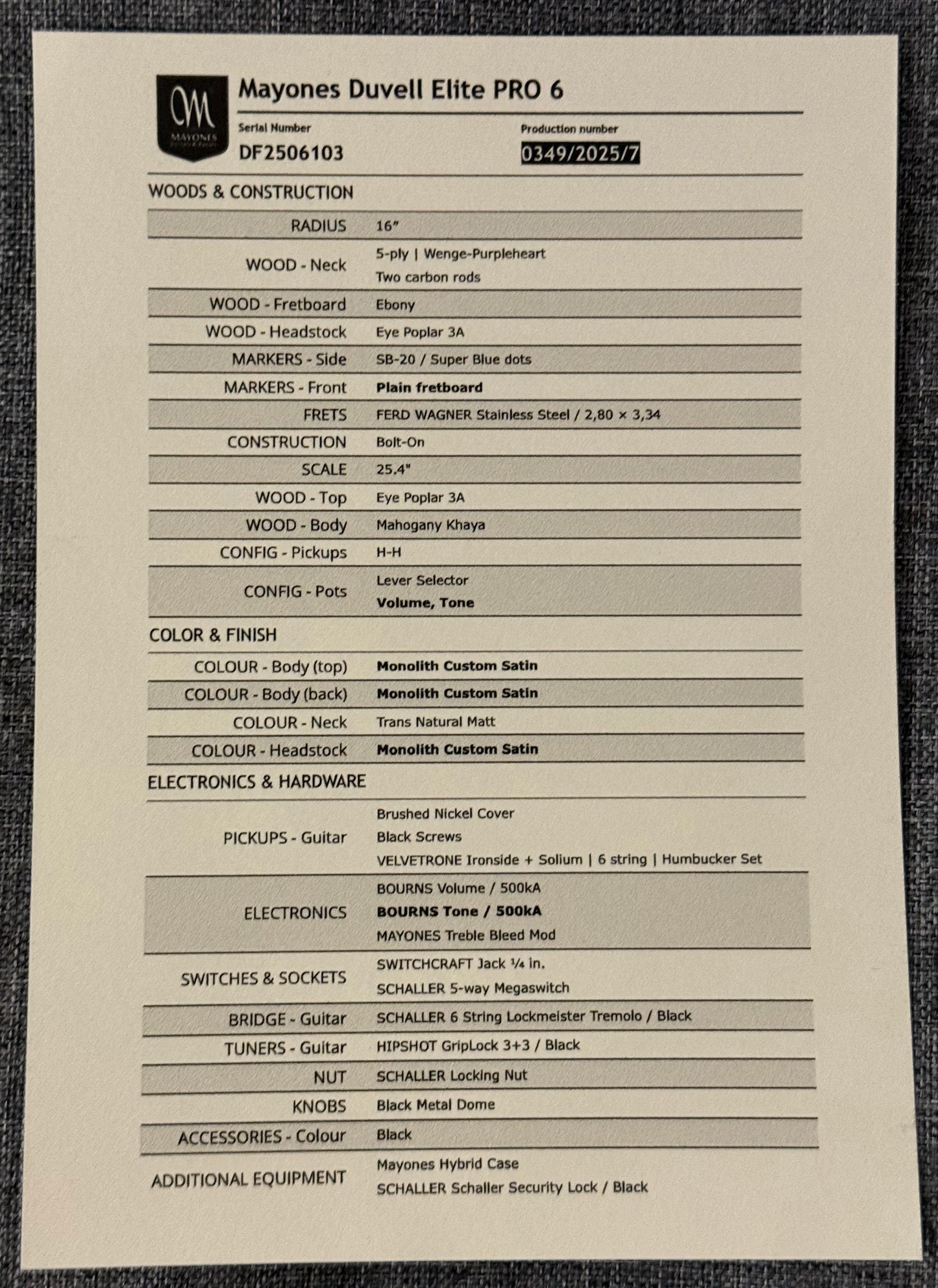 Mayones Duvell Elite PRO 6 | Monolith Custom Color Retina Burning Red