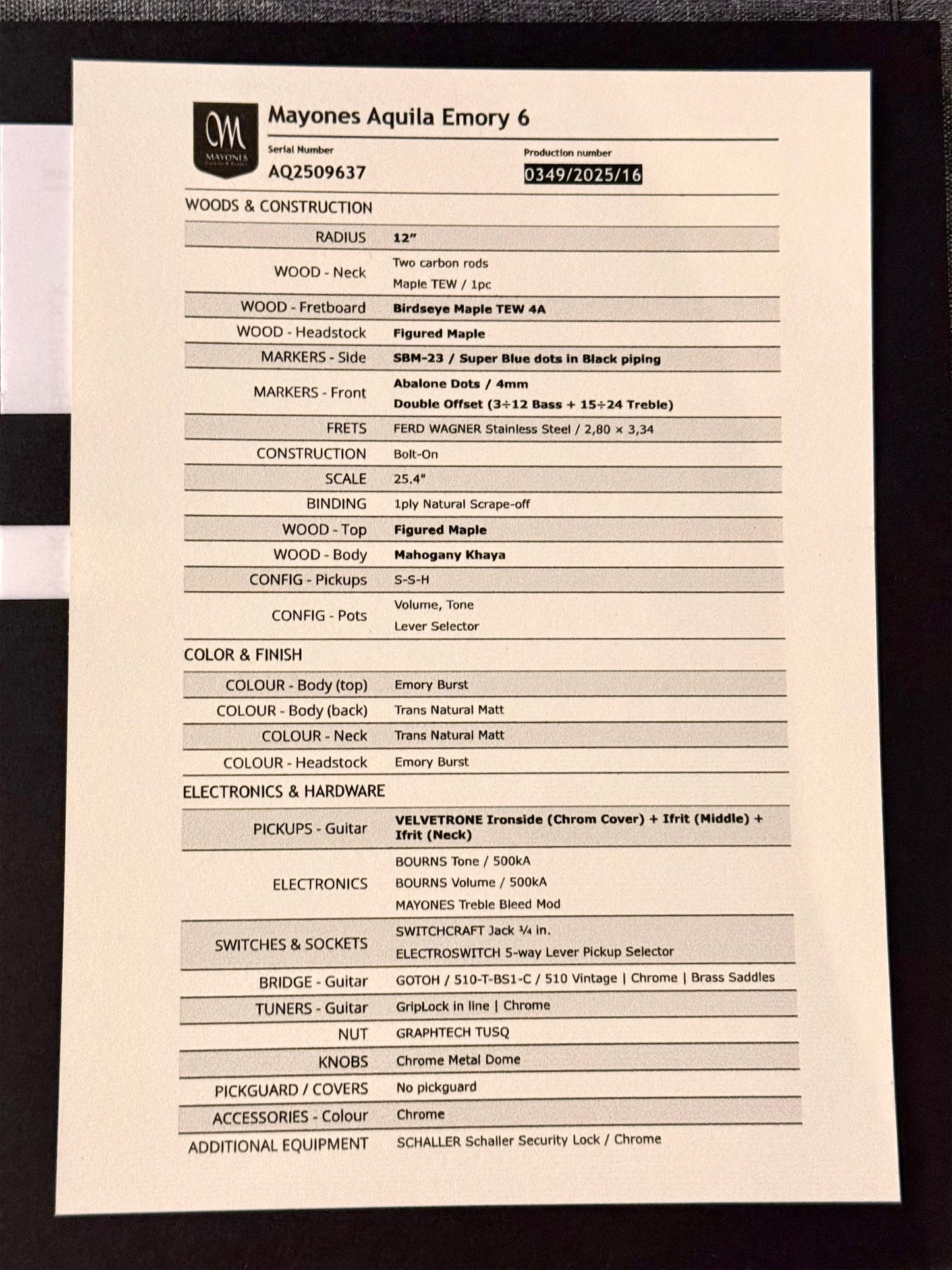 Mayones Aquila Emory Alex Hutching Signature | Emory Burst