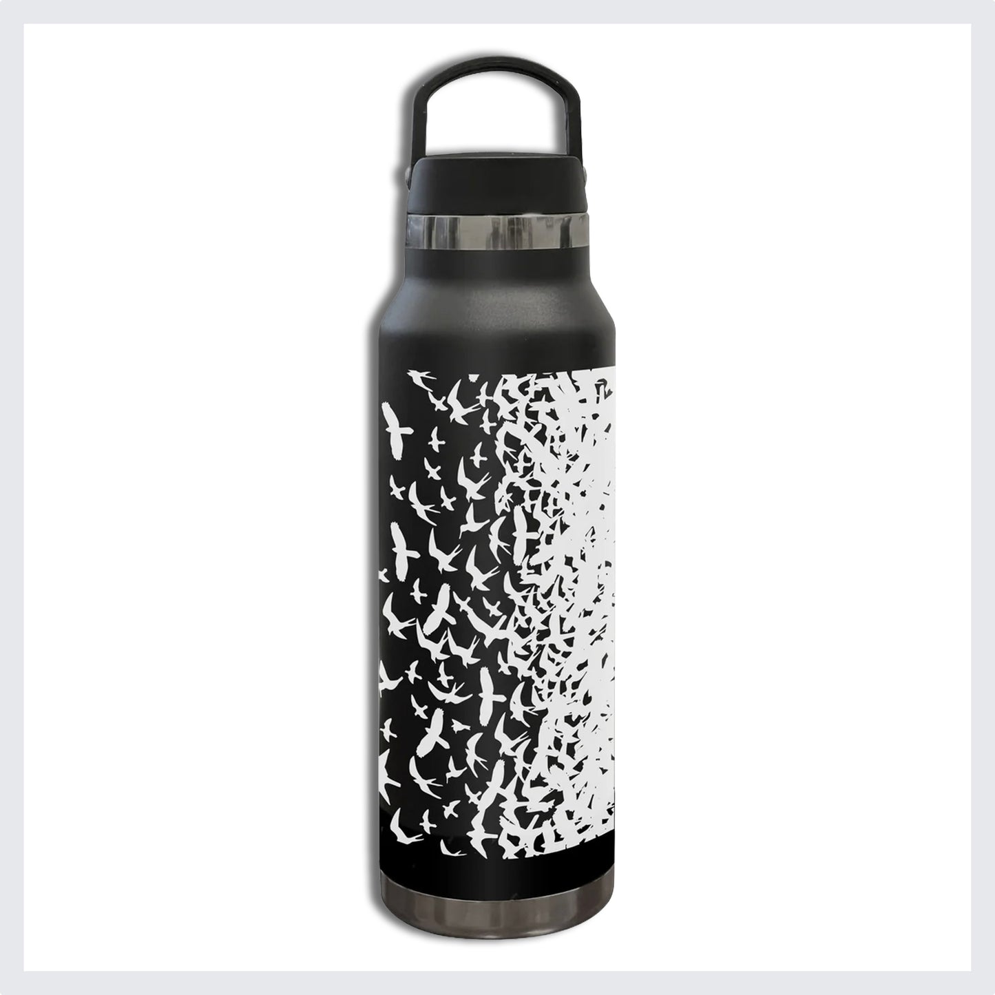 PRS Reusable Water Bottle, Black (25 oz) | Birds Swarm