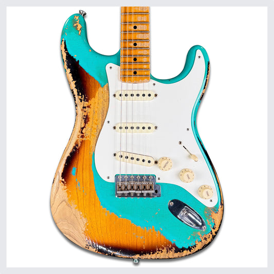 Fender Custom Shop NAMM 2018 LTD 57 Stratocaster Heavy Relic | Transparent Tahitian Turquoise Over Two-Tone Sunburst