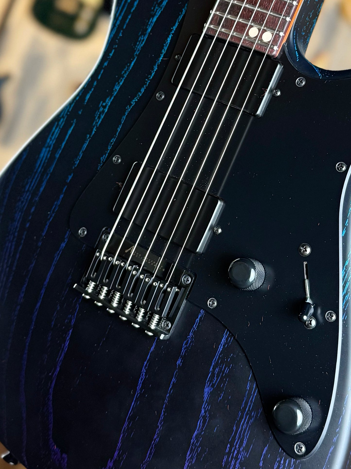 Tom Anderson Guardian Angel Player | Satin Black with Bora to Purple Dog Hair Surf