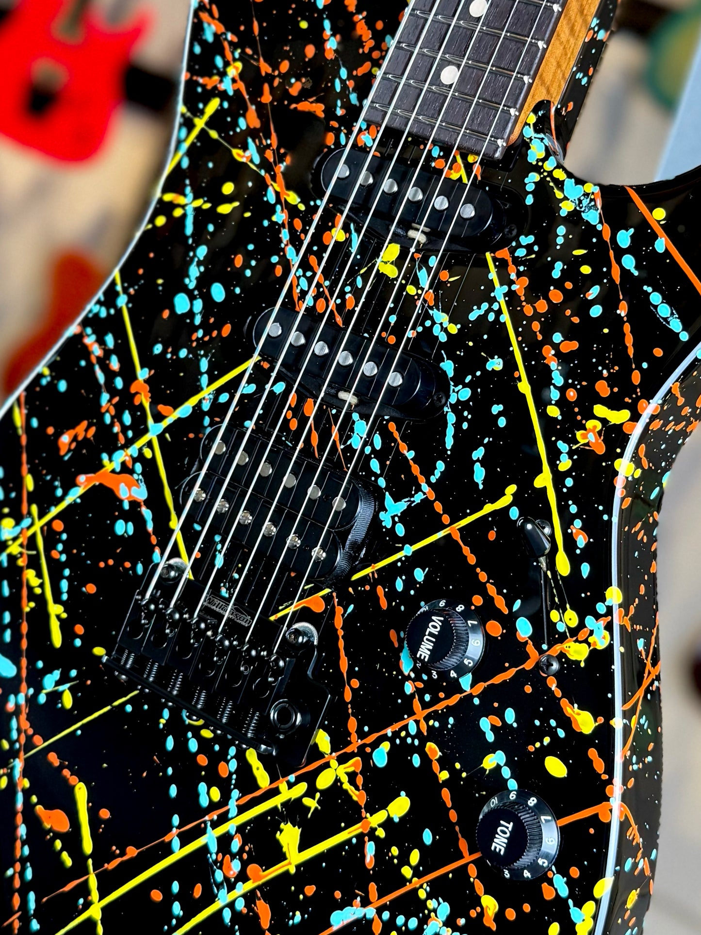 Suhr Standard Custom | Black Orange Blue Yellow "Jawbreaker" Splatter