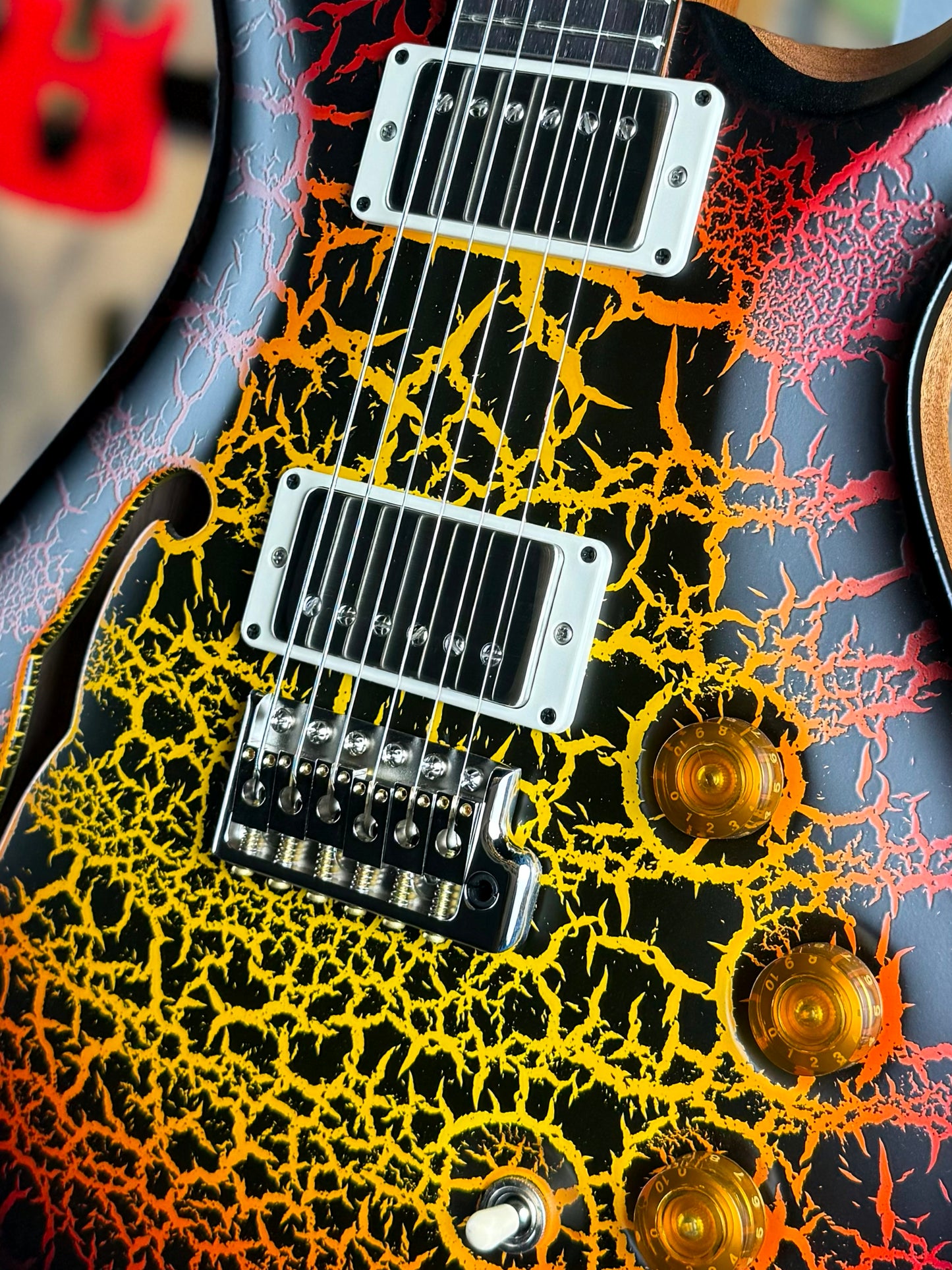 PRS DGT Semi-Hollow Sprayer's Choice | Satin Orange/Yellow Sunburst Crackle/Natural Back