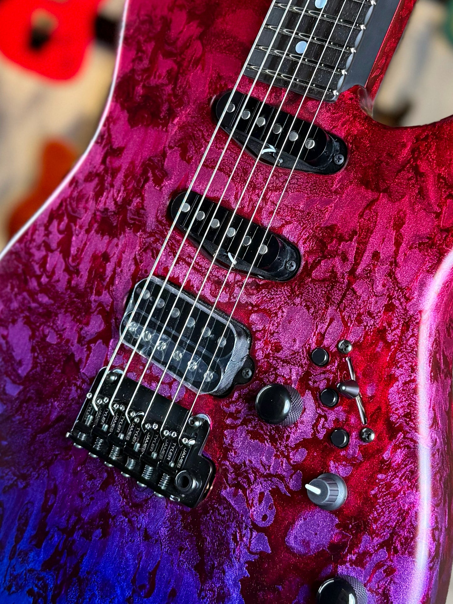 James Tyler Guitars Studio Elite HDX | Mijburst over Cherry Red Shmear