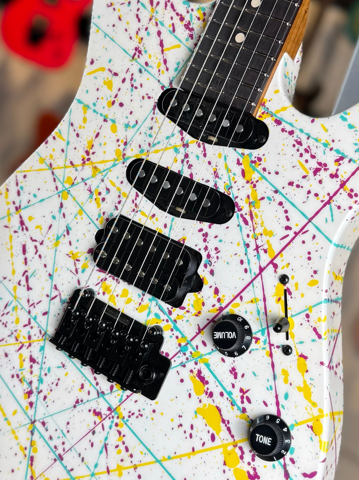 Suhr Modern Custom | White Purple Turquoise Yellow "Jawbreaker" Splatter