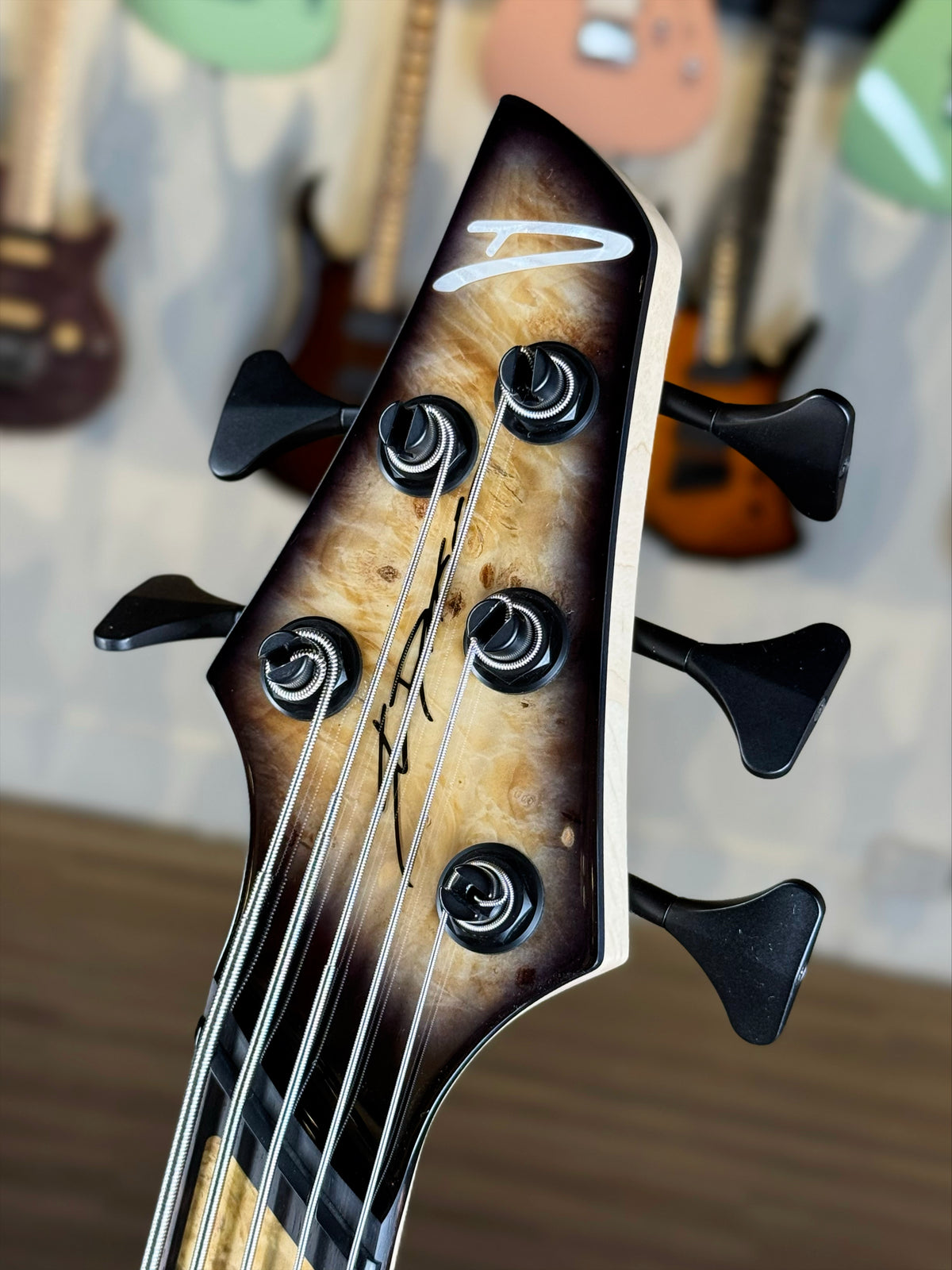 Dingwall Guitars Custom Shop Z3 5 String | Buckeye Burl Natural to Blackburst