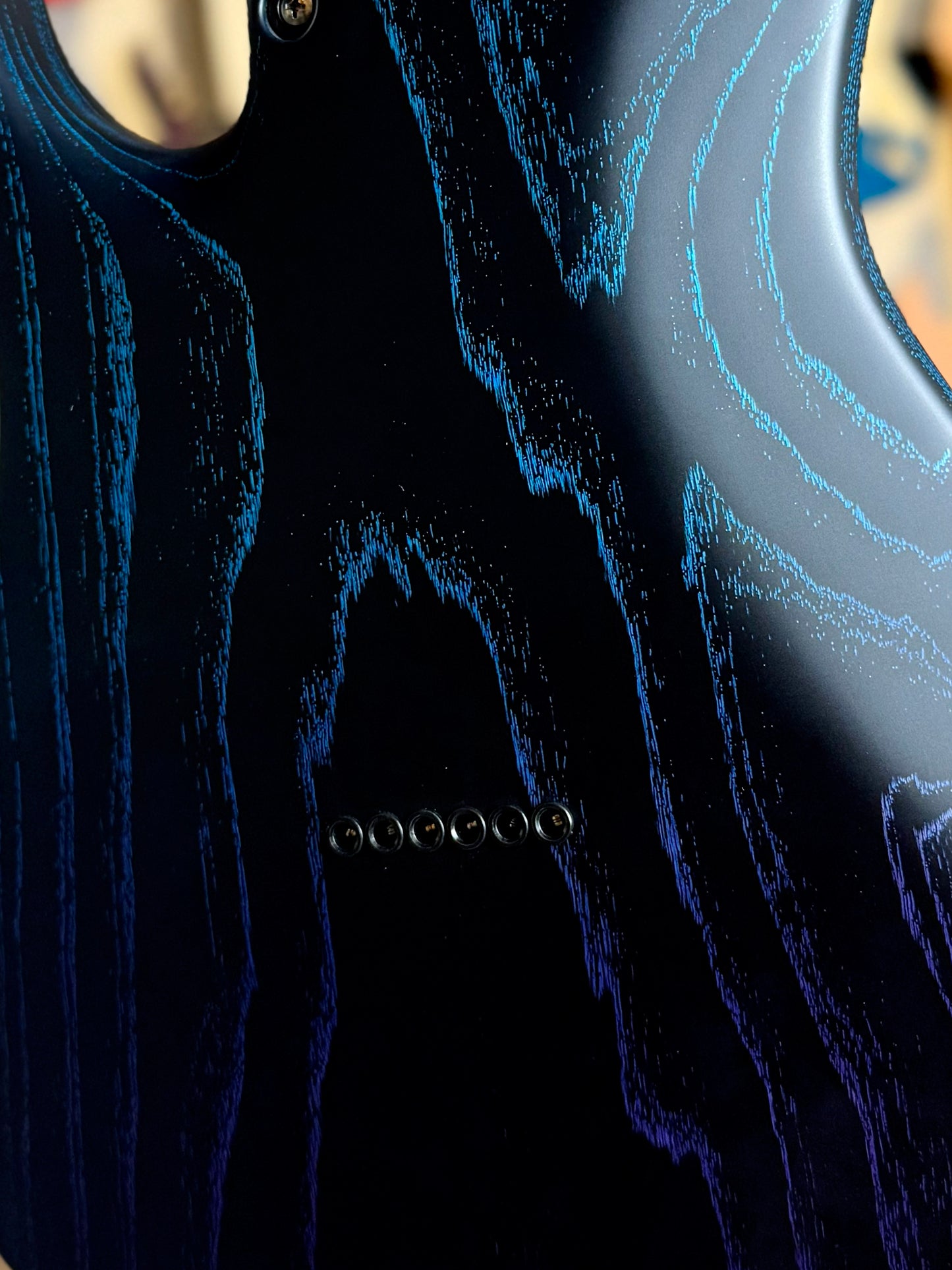 Tom Anderson Guardian Angel Player | Satin Black with Bora to Purple Dog Hair Surf