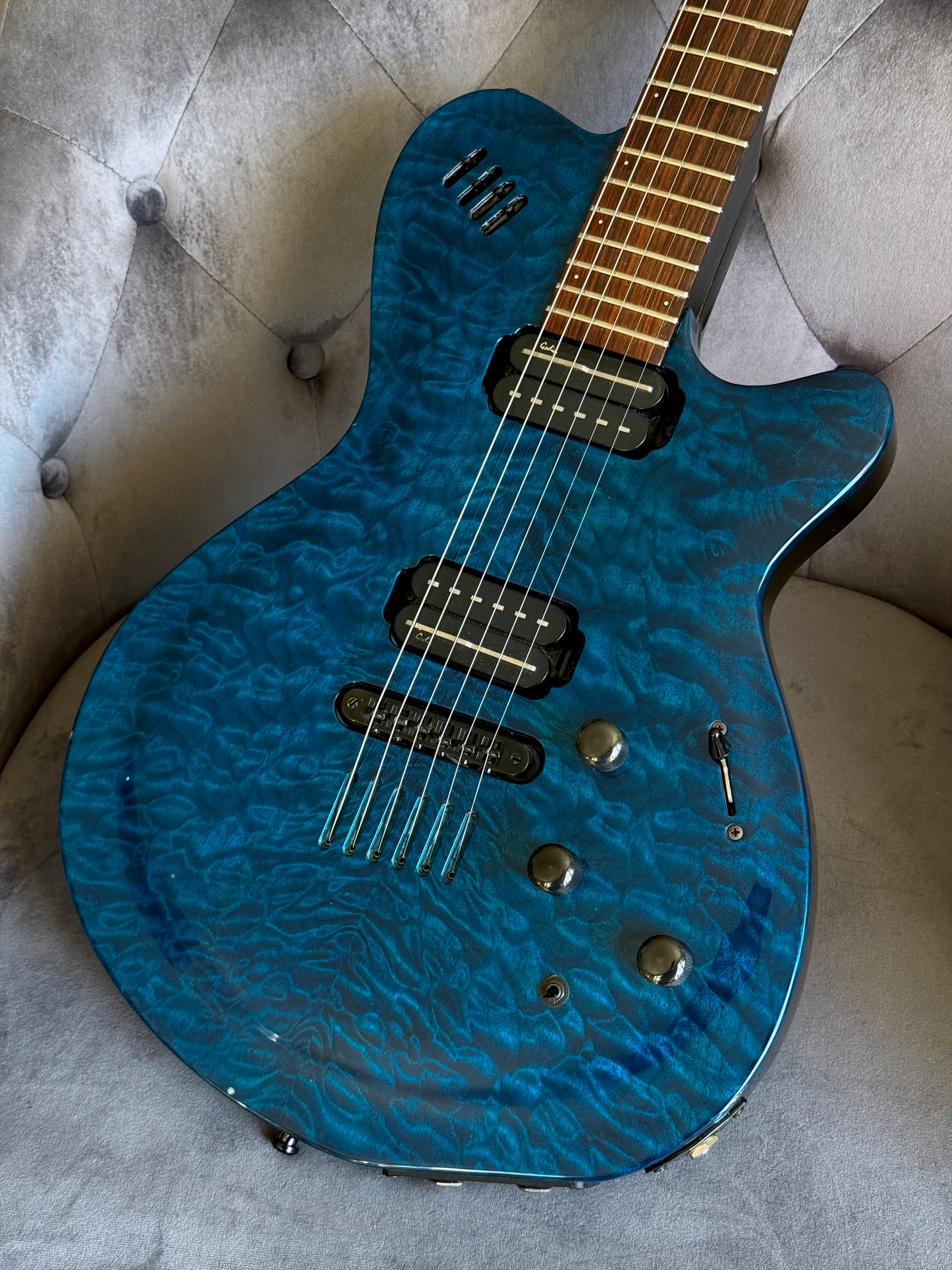 Godin LGX LR Baggs Piezo | Trans Blue Quilt