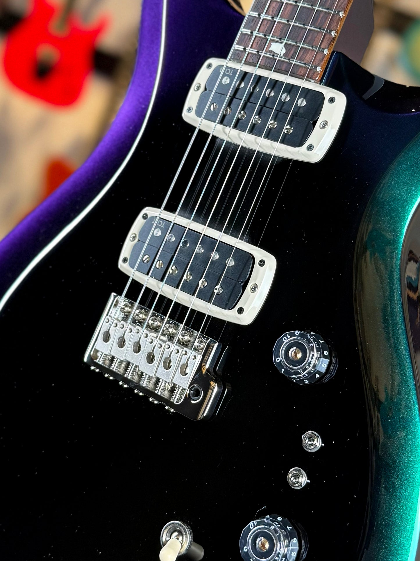 PRS S2 Custom 24-08 Sprayer's Choice | Green to Purple Teardrop Burst Colorshift