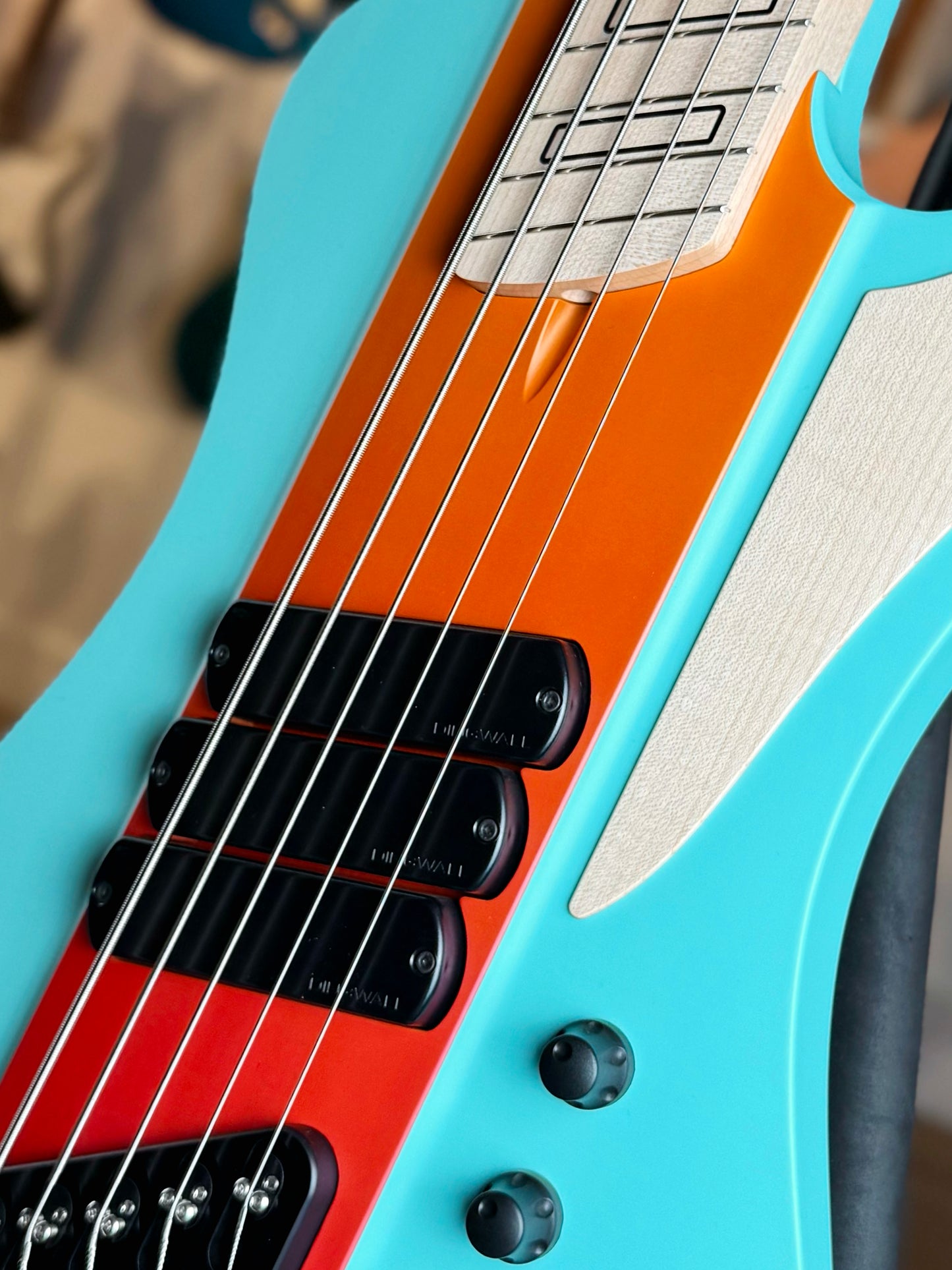 Dingwall Guitars D-Roc Custom 5 String | Pastel Blue/Pink to Orange Fade