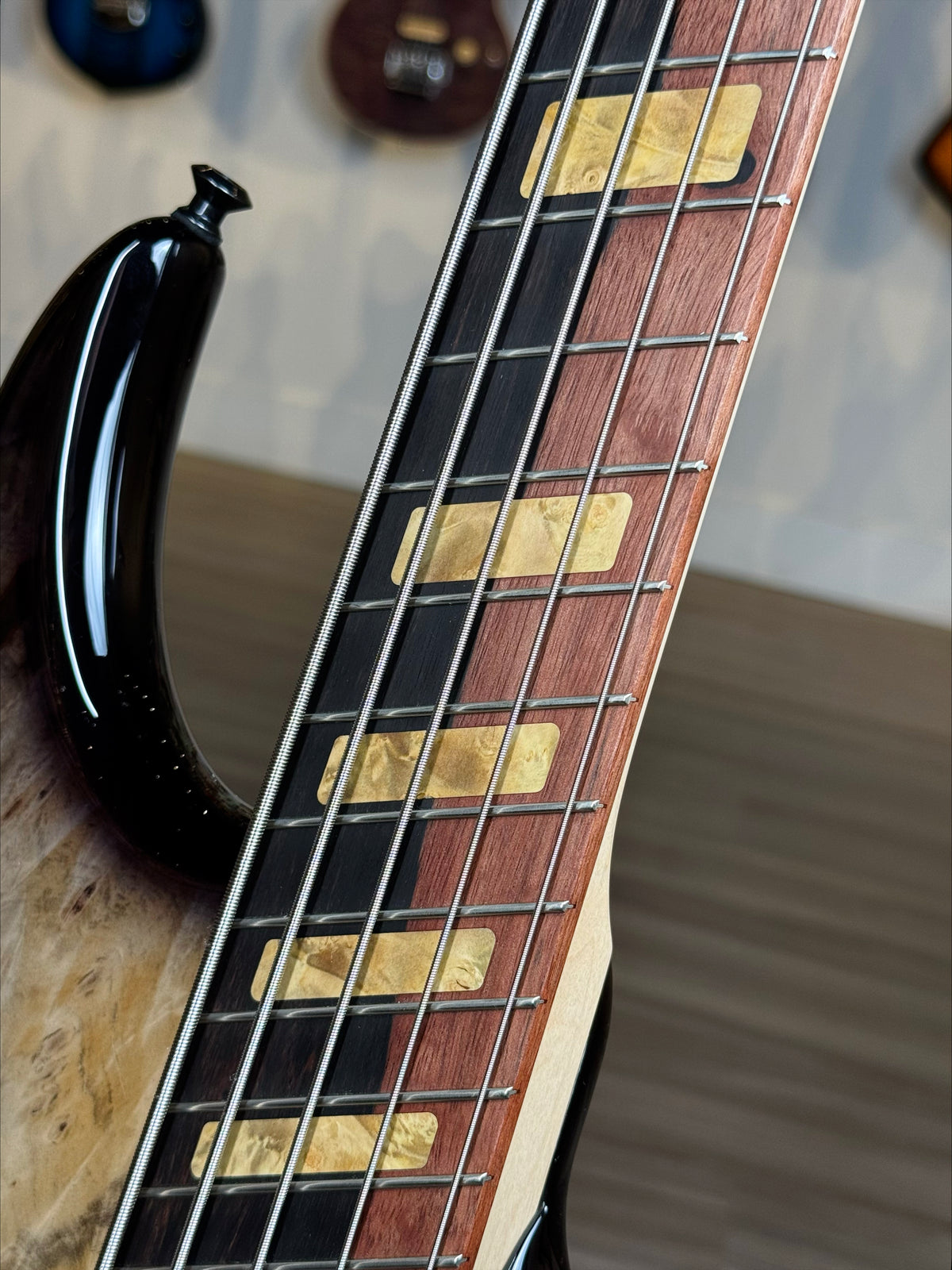 Dingwall Guitars Custom Shop Z3 5 String | Buckeye Burl Natural to Blackburst