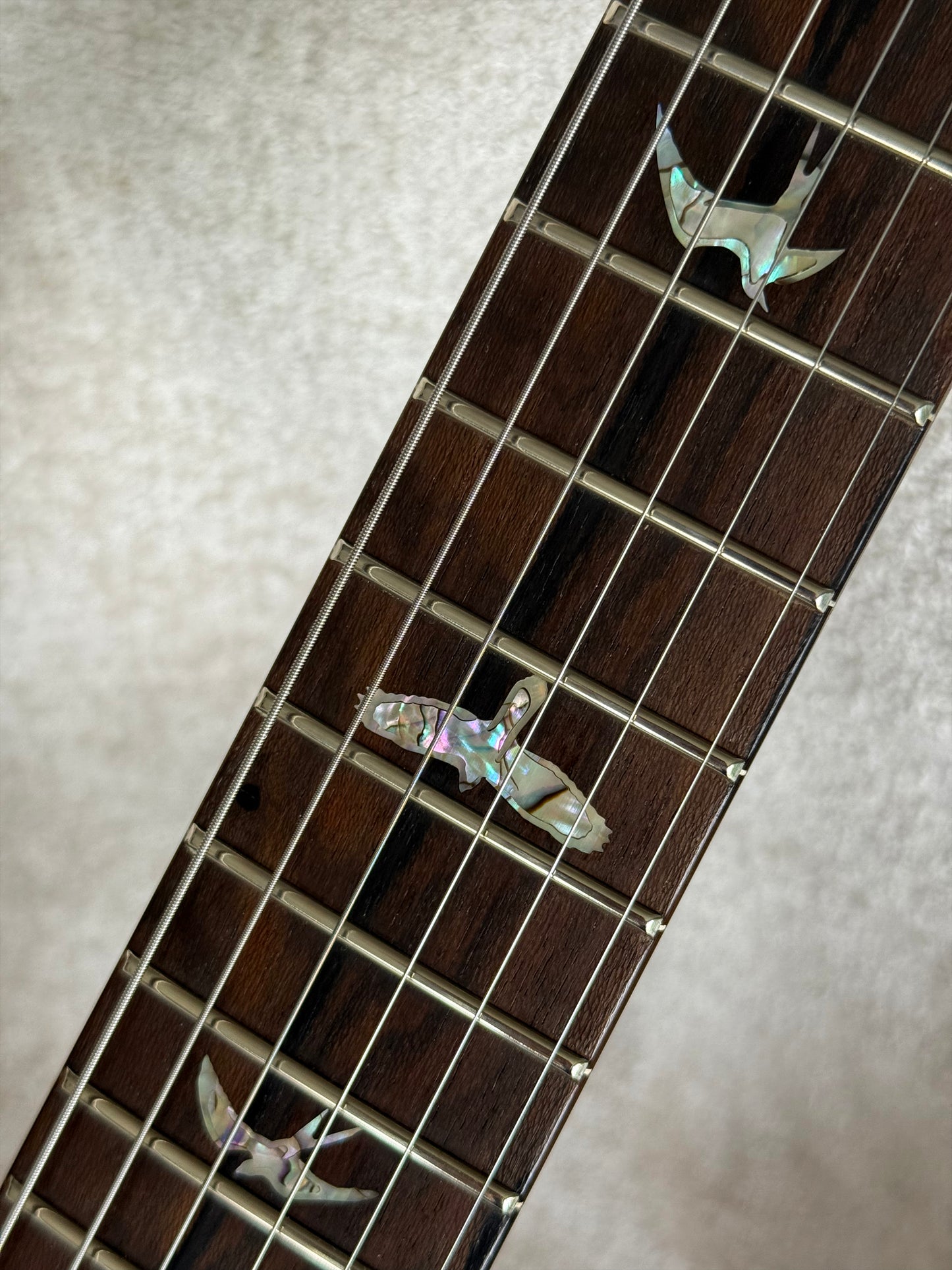 PRS Custom 24 "10 Top" Wood Library Quilt | Charcoal Purple Smokeburst Natural Back