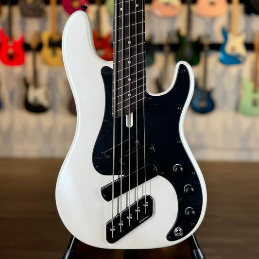 Dingwall Guitars SP1 5 String | Gloss Ducati Pearl White with Black Pickguard