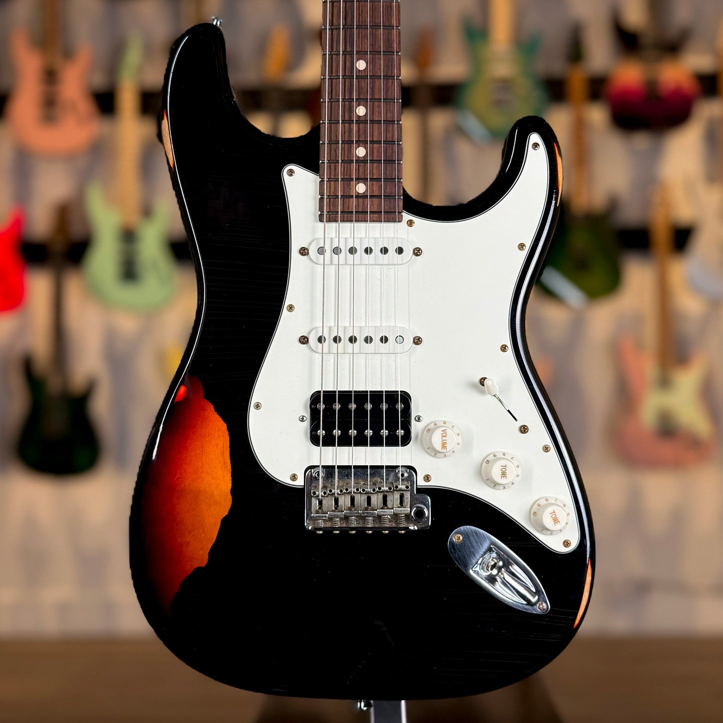 Suhr Classic S Antique | Black Over 3 Tone Burst (Pre-Owned)