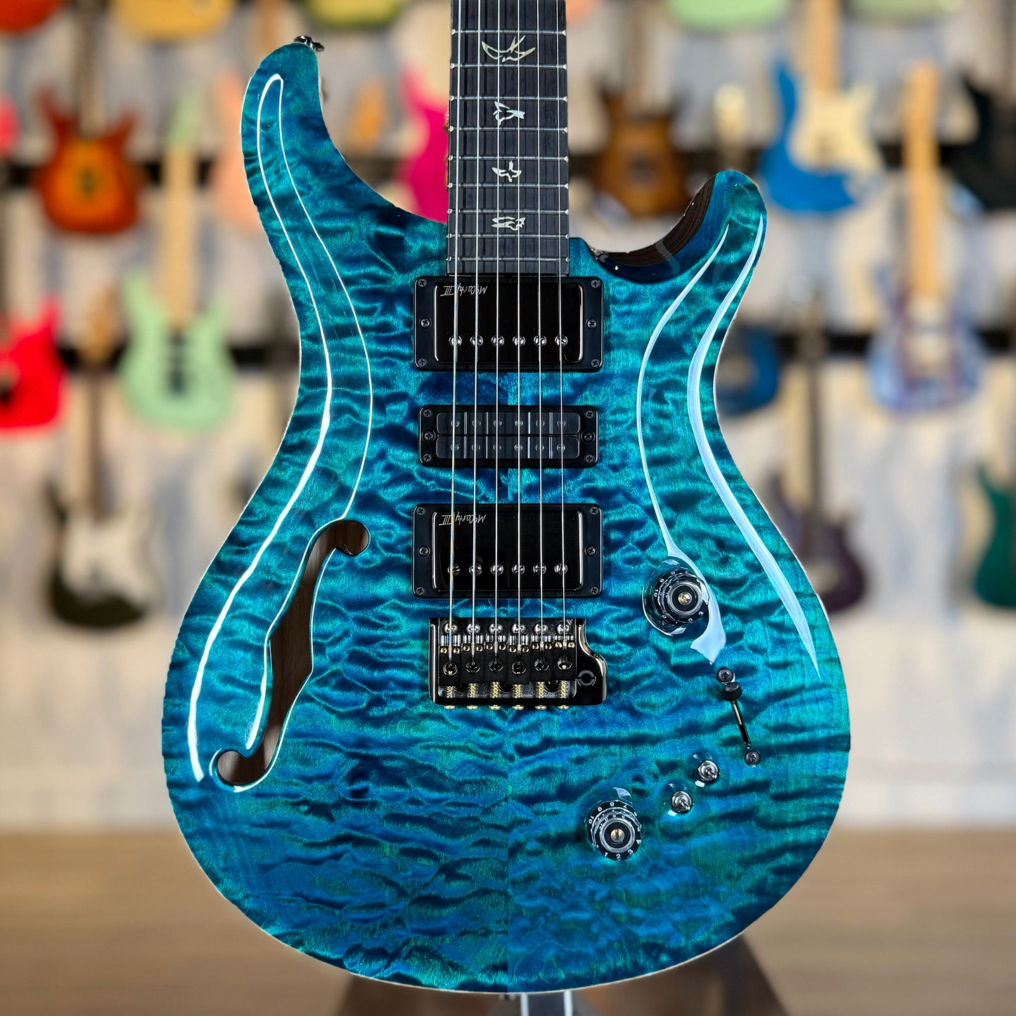 PRS Special 22 Semi-Hollow "10 Top" Sprayer's Choice Wood Library | Trans Blue/Green