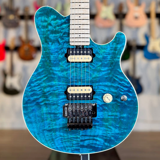 Ernie Ball Music Man 30th Anniversary Axis Limited Edition | Translucent Blue Quilt (#34 of 100)