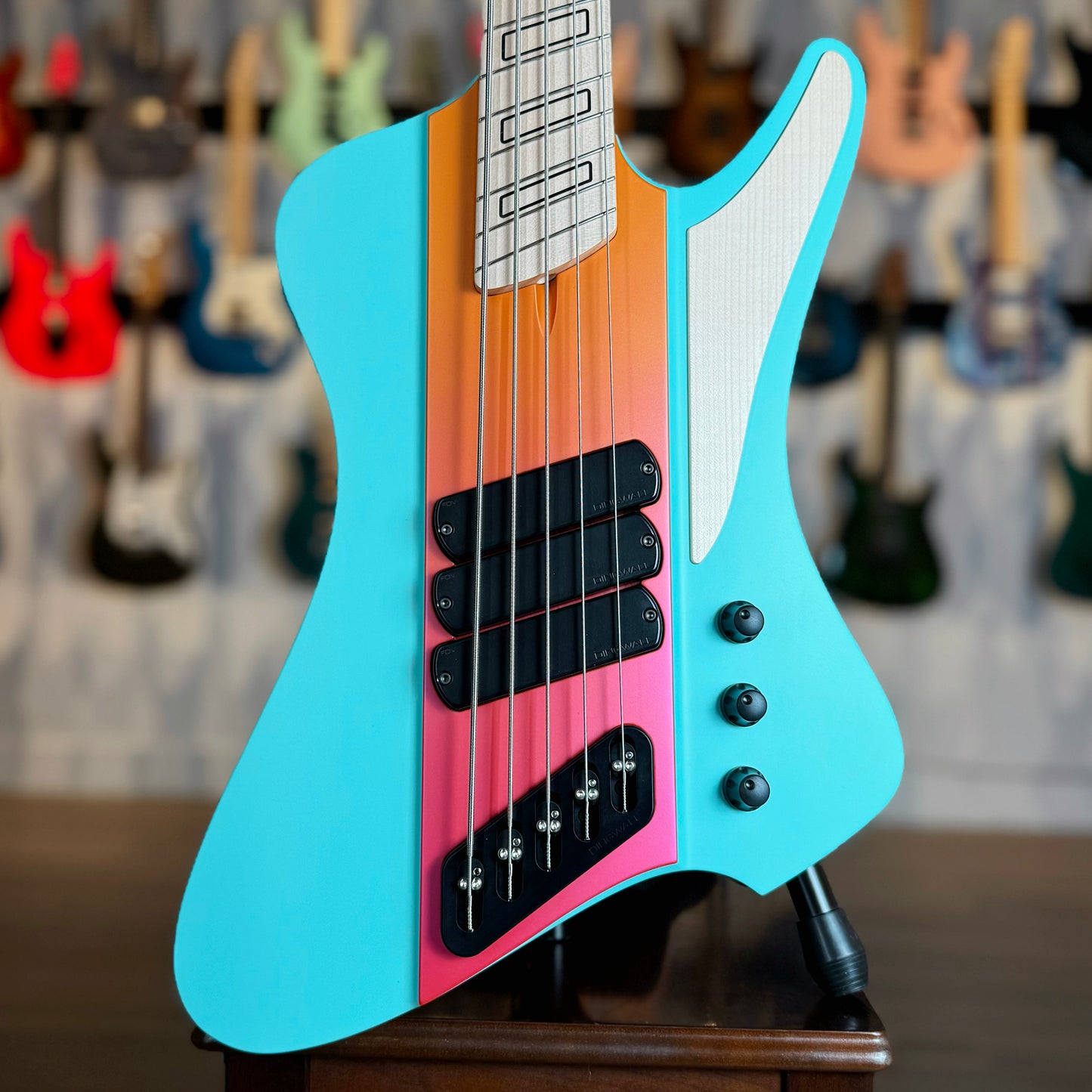 Dingwall Guitars D-Roc Custom 5 String | Pastel Blue/Pink to Orange Fade