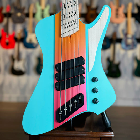 Dingwall Guitars D-Roc Custom 5 String | Pastel Blue/Pink to Orange Fade