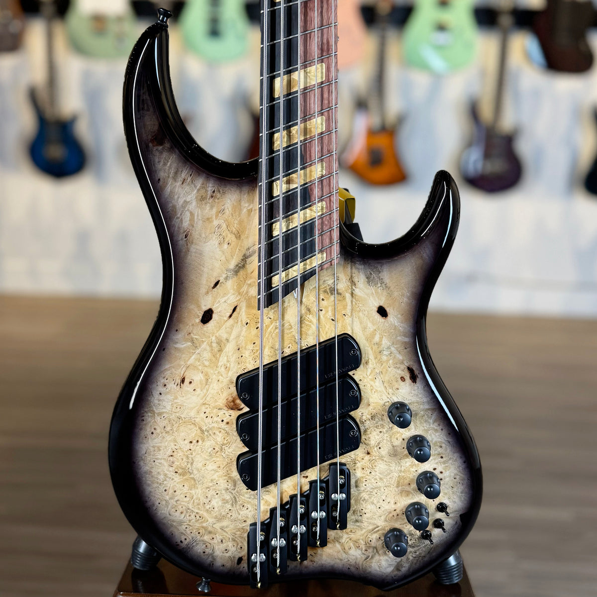 Dingwall Guitars Custom Shop Z3 5 String | Buckeye Burl Natural to Blackburst