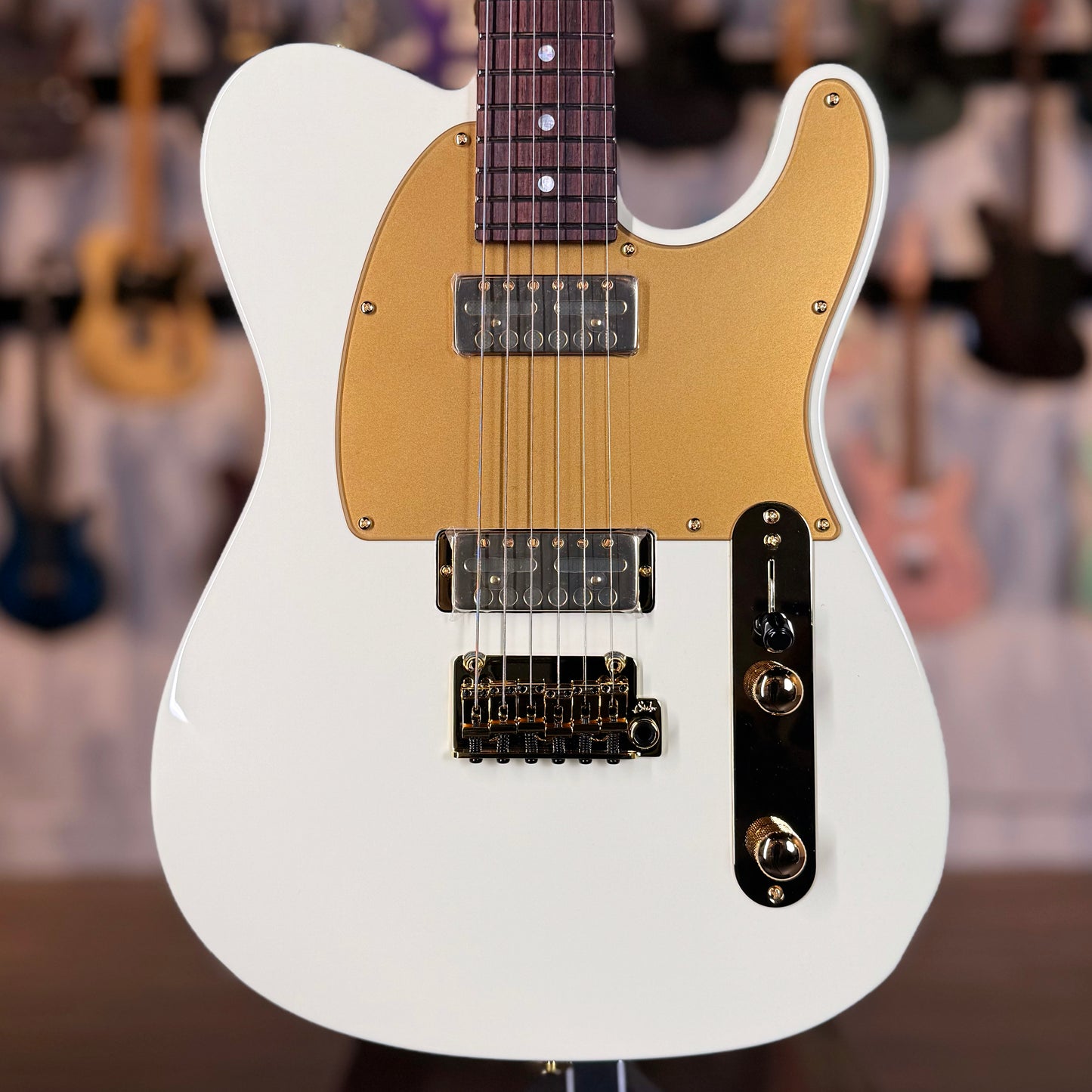 Suhr Mateus Asato Classic T Signature Series | 'MA' White with Lollar Gold Foil Pickups