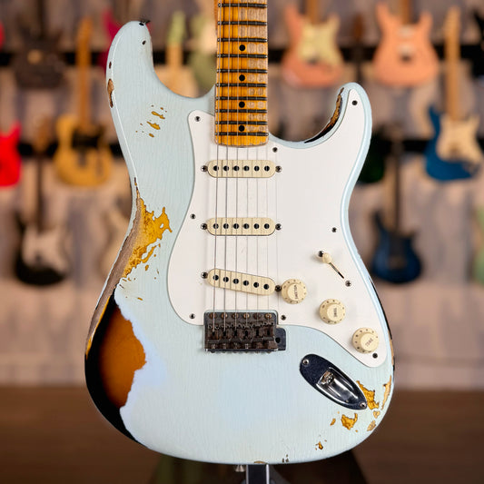 Fender Custom Shop Stratocaster '58 NAMM Limited Edition | Super Faded Aged Sonic Blue Over 2 Color Sunburst