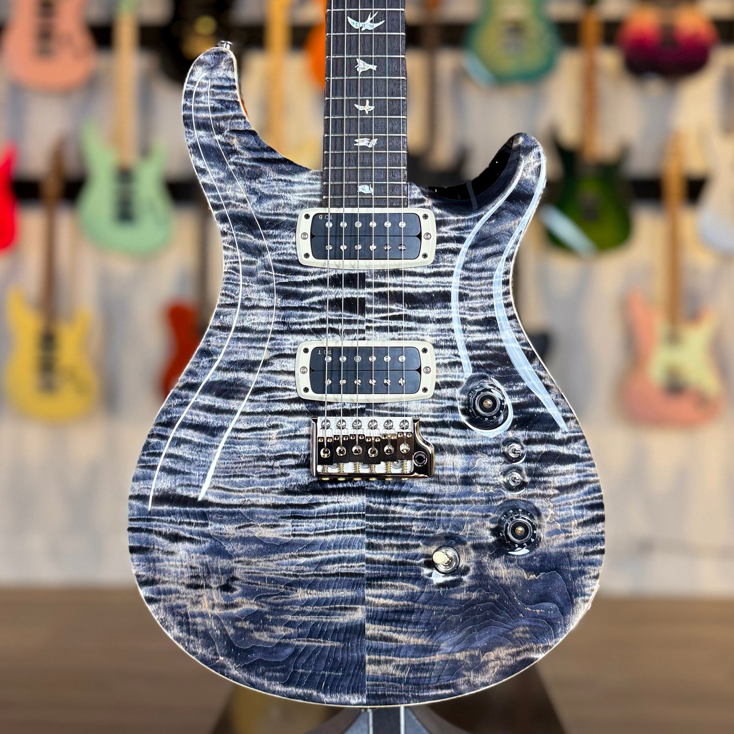 PRS Custom 24-08 Sprayer's Choice | Faded Indigo/Charcoal with Silver Microburst Back