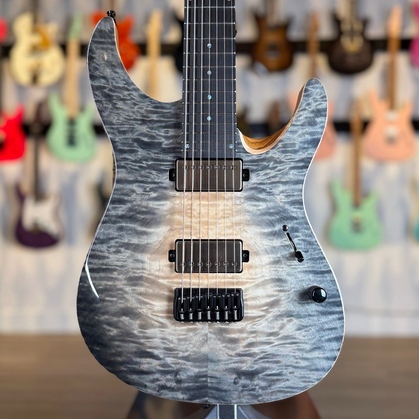 Mayones Aquila Elite S 7 B26.5 | Trans Natural Fade Graphite Burst Out Gloss