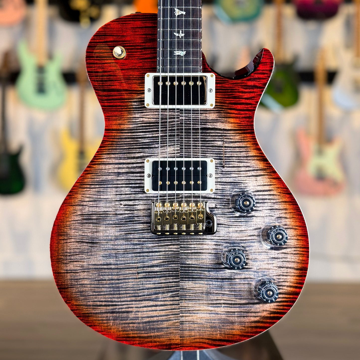 PRS Mark Tremonti Signature "10 Top" Sprayer's Choice | Charcoal Cherry Burst/Candy Apple Red Back