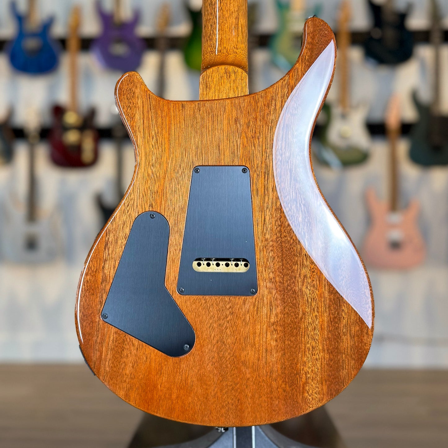 PRS Custom 24 "10 Top" Wood Library Quilt | Charcoal Purple Smokeburst Natural Back