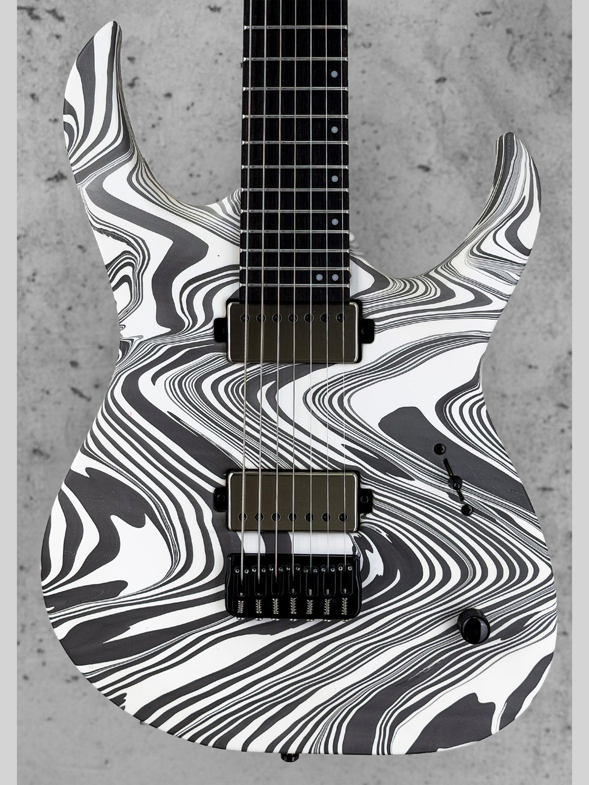 Mayones Duvell Elite 7 Baritone 26.5 | Black & White Swirl (Custom Finish)