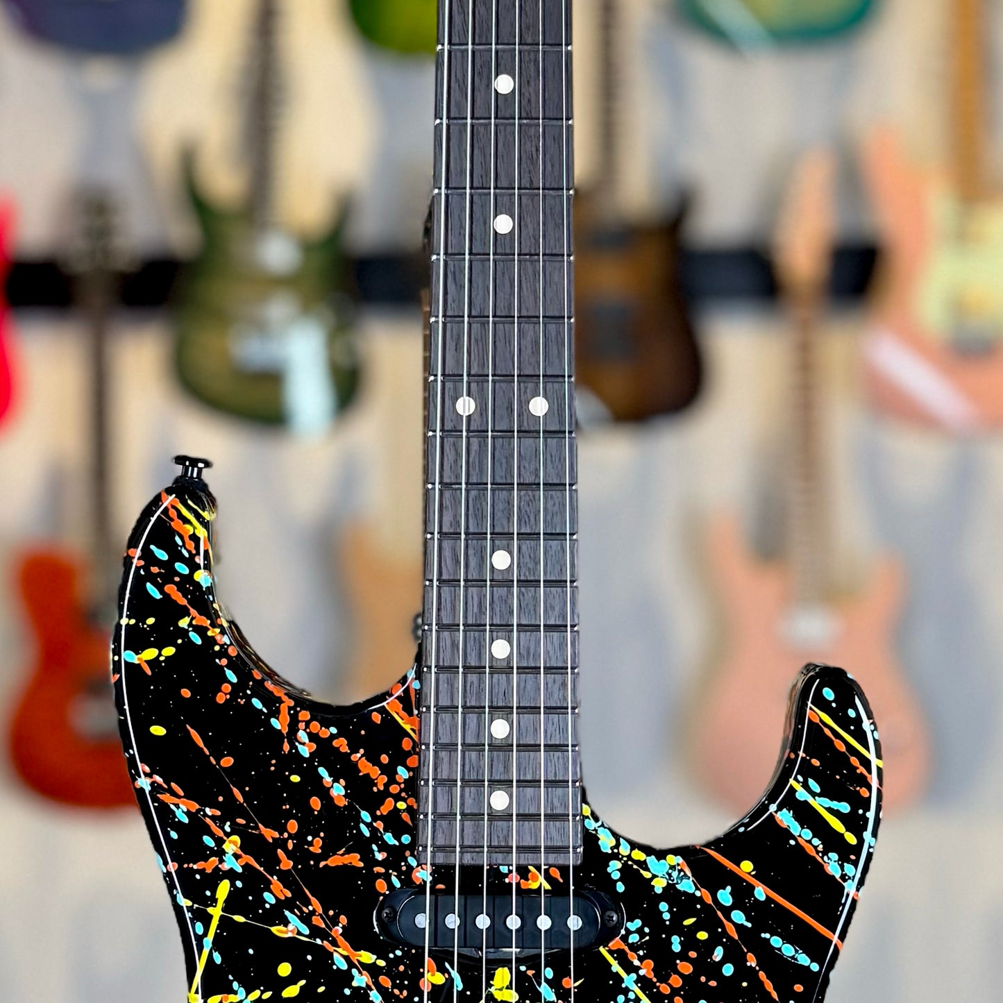 Suhr Standard Custom | Black Orange Blue Yellow "Jawbreaker" Splatter
