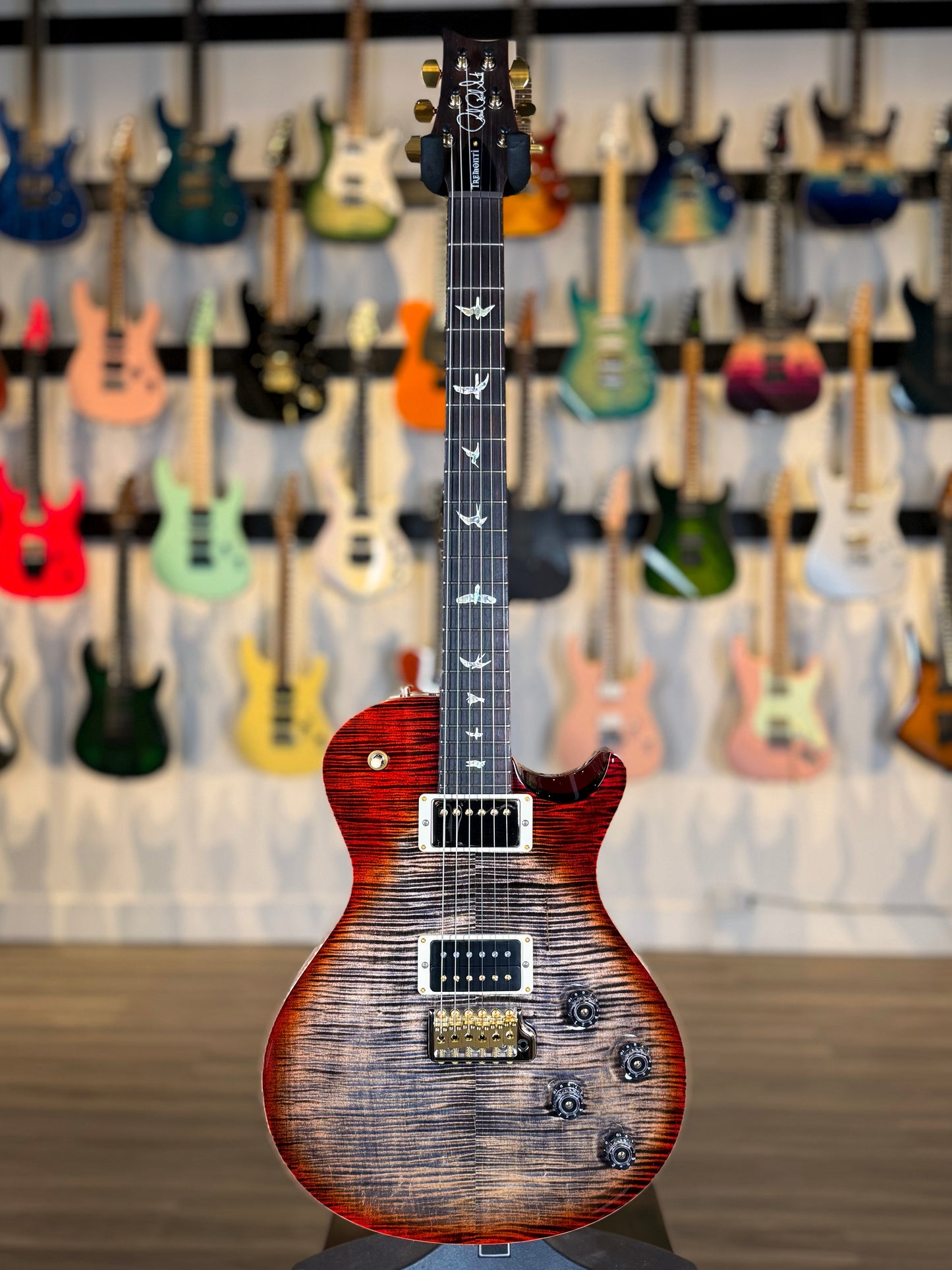 PRS Mark Tremonti Signature "10 Top" Sprayer's Choice | Charcoal Cherry Burst/Candy Apple Red Back