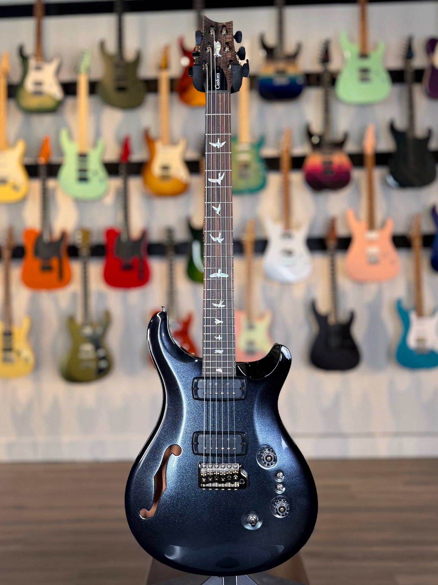 PRS Custom 24-08 Semi-Hollow Sprayer's Choice | Dark Silver Sparkle Smokeburst