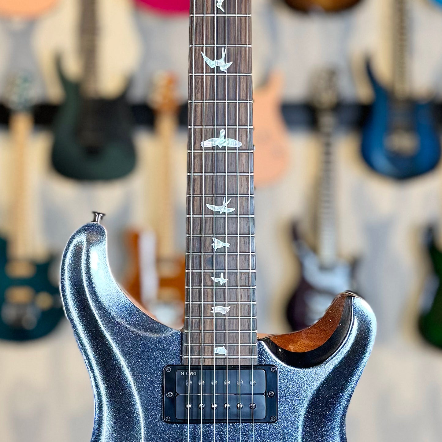 PRS Custom 24-08 Wood Library Sprayer's Choice | Gunmetal Grey Sparkle/Natural Back