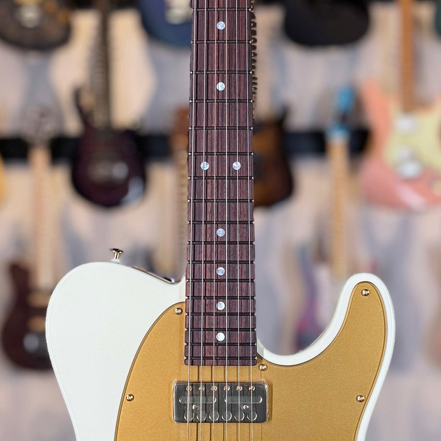 Suhr Mateus Asato Classic T Signature Series | 'MA' White with Lollar Gold Foil Pickups