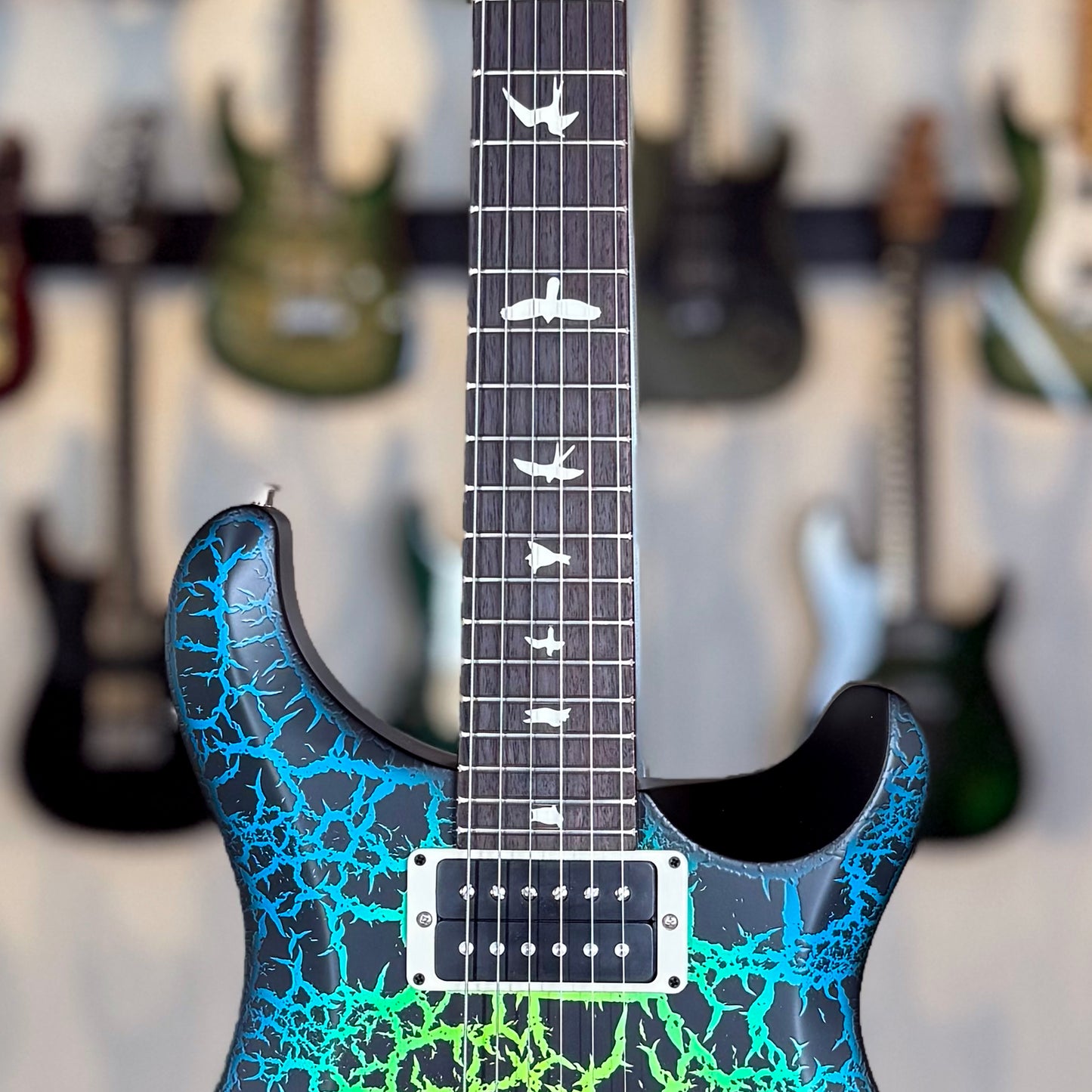 PRS S2 Custom 24 Sprayer's Choice | Neon Green/Blue Crackle Burst