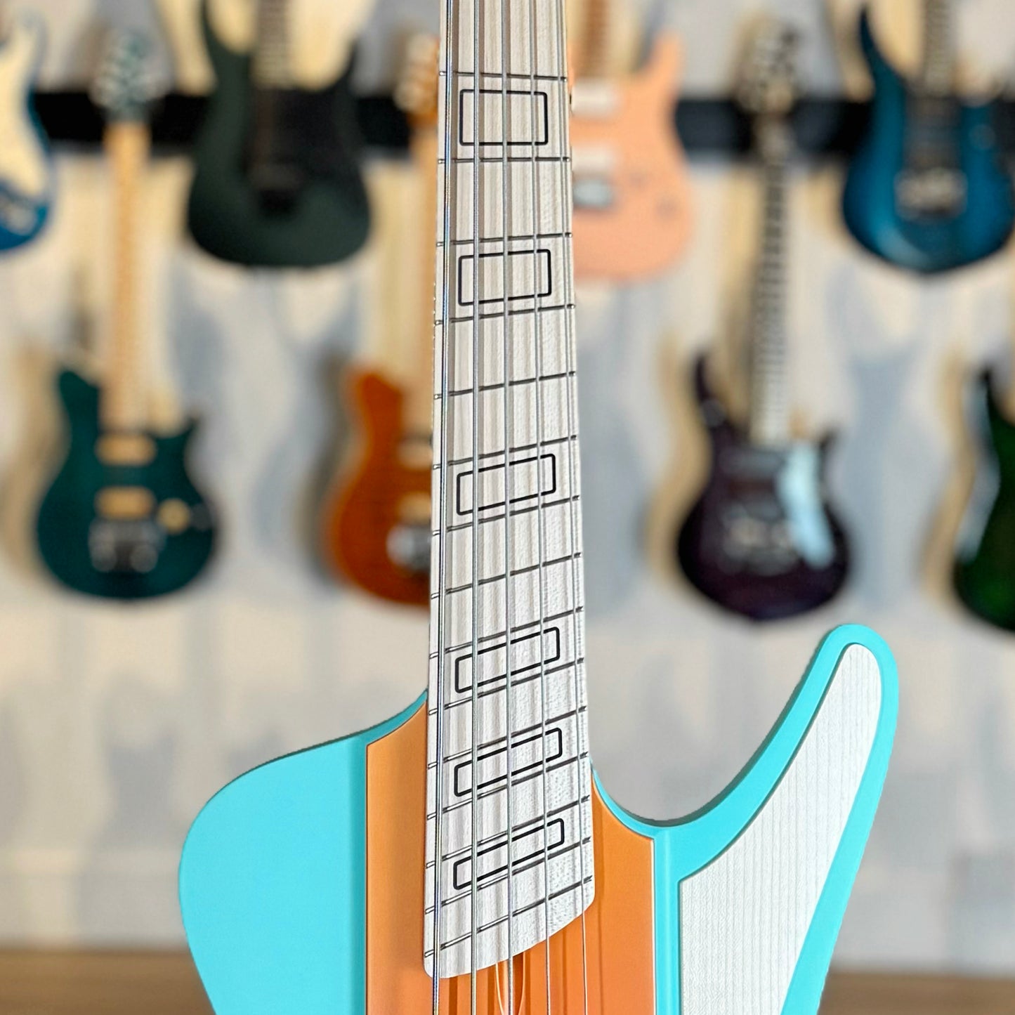 Dingwall Guitars D-Roc Custom 5 String | Pastel Blue/Pink to Orange Fade