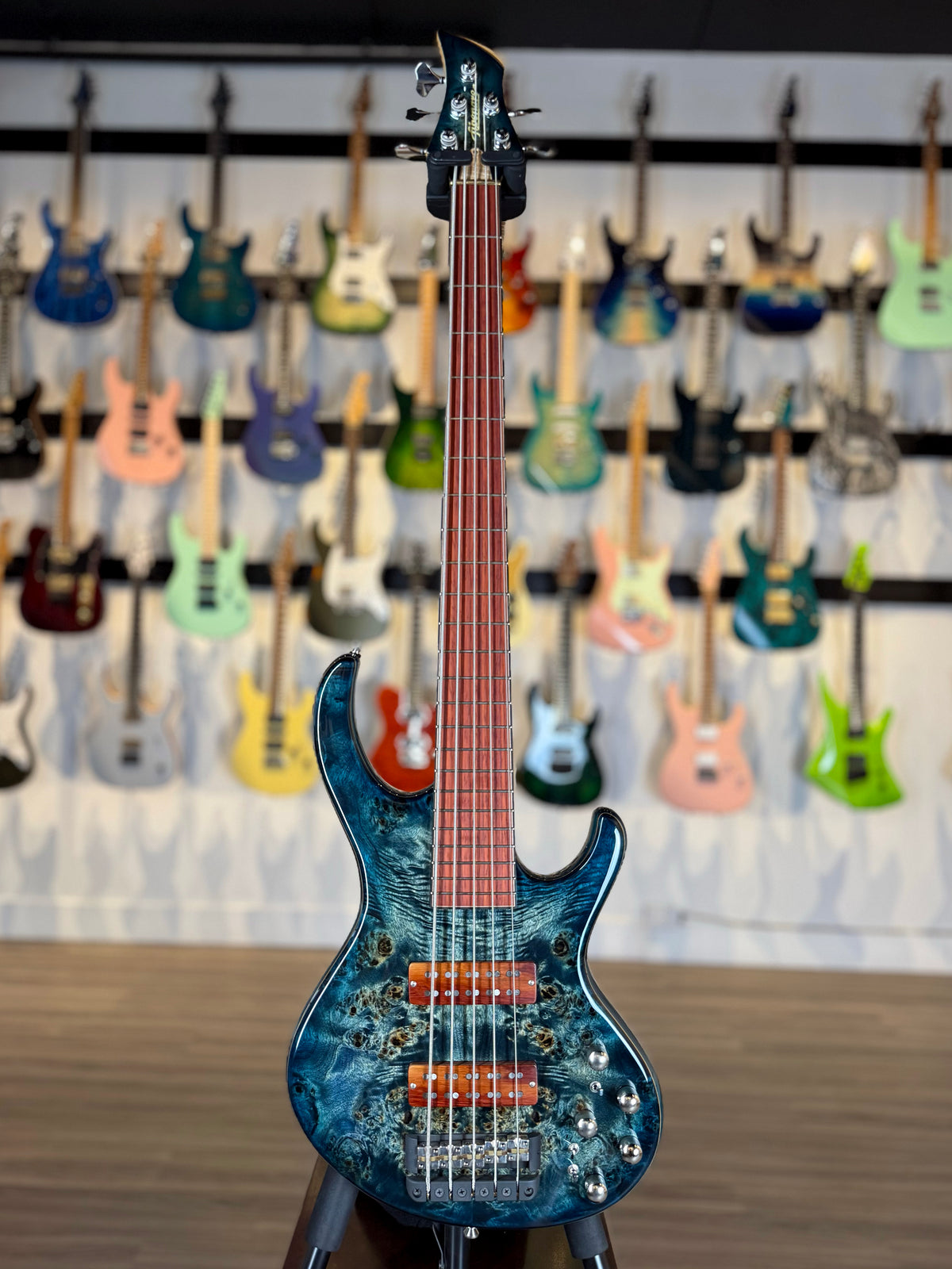 Fibenare Guitars Custom Shop Globe 5 String Bass | Tortoise Blue Gloss