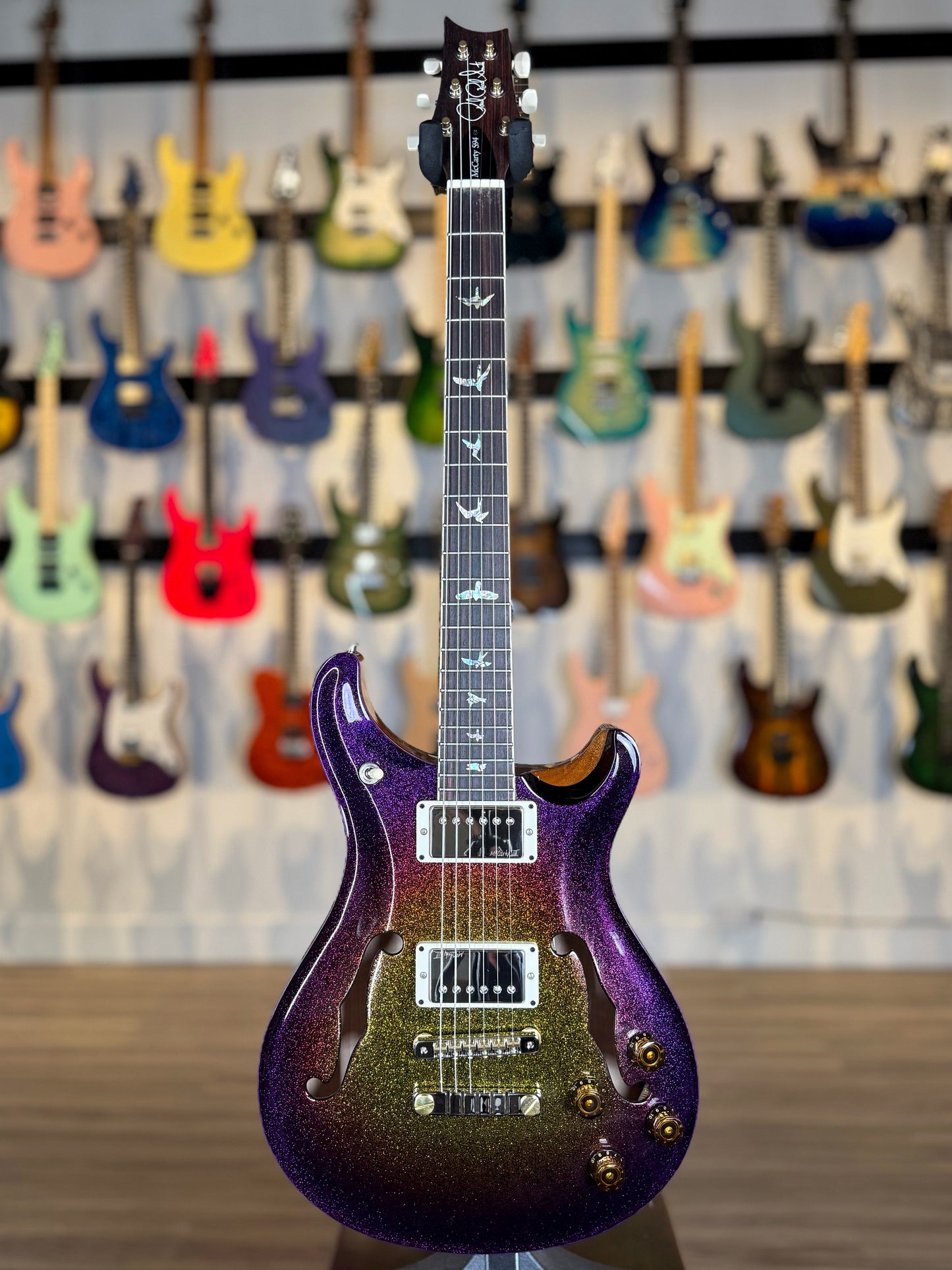 PRS McCarty 594 Hollowbody II Sprayer's Choice | Purple Gold Sunset Burst Sparkle