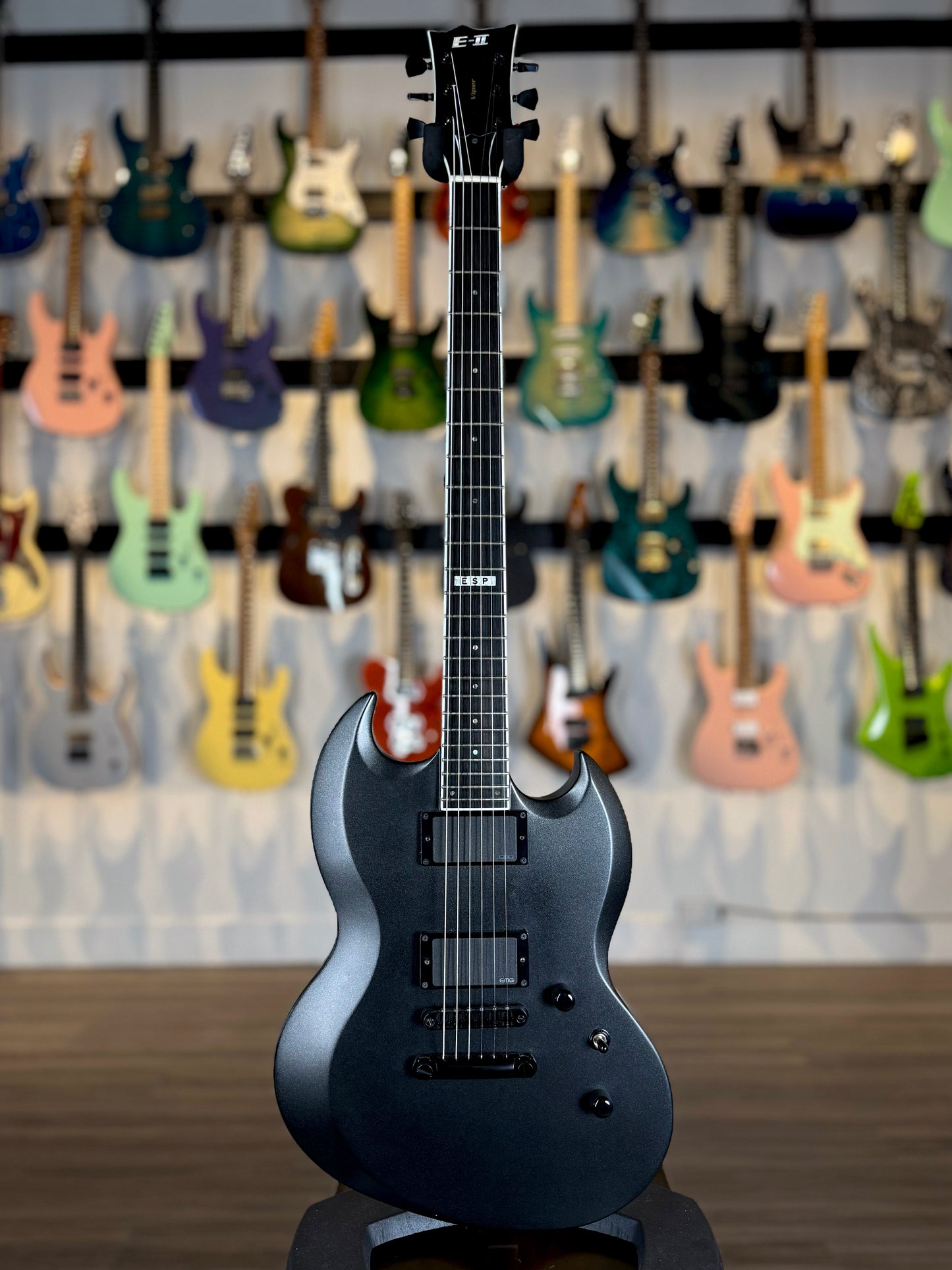 ESP E-II Viper Baritone | Charcoal Metallic Satin